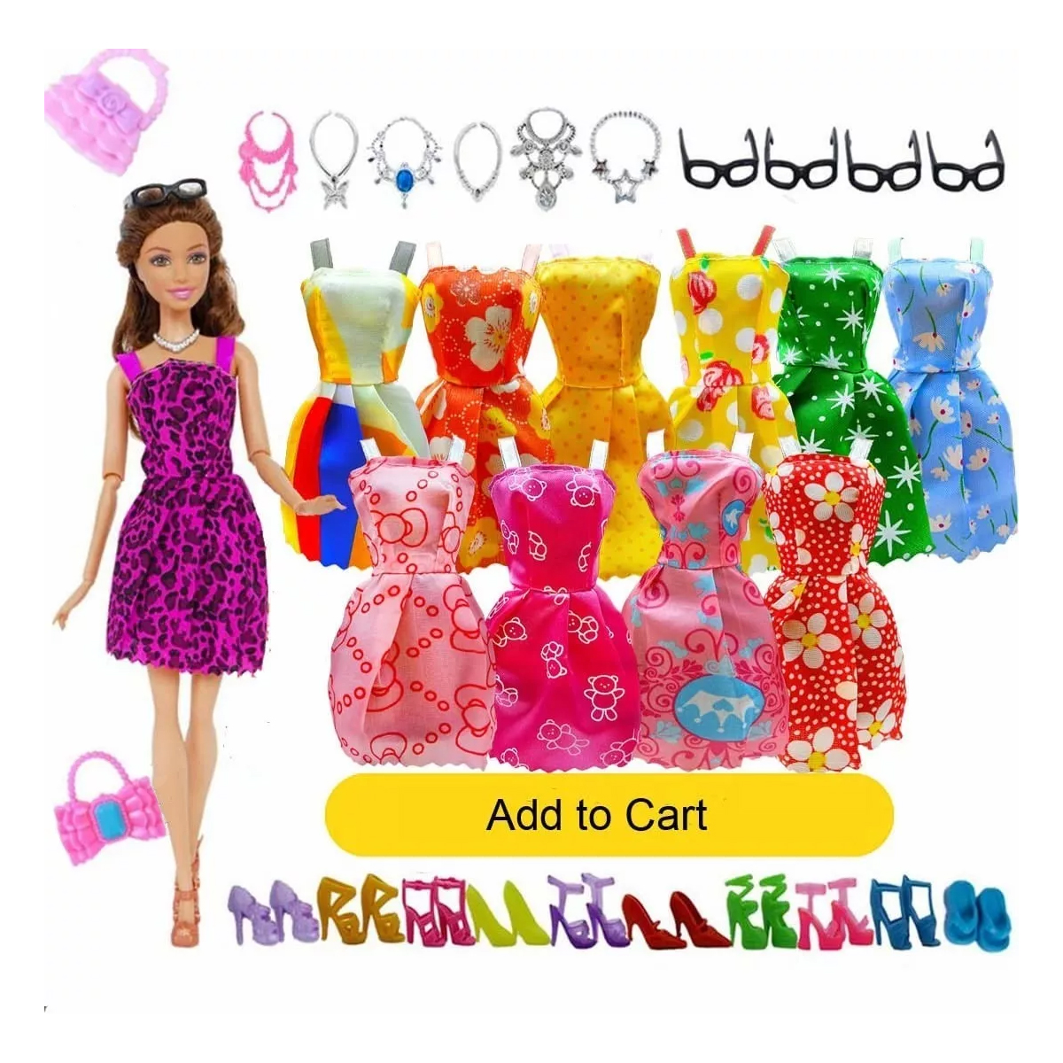 Vestido Y Lentes Para Barbie, 32 Piezas