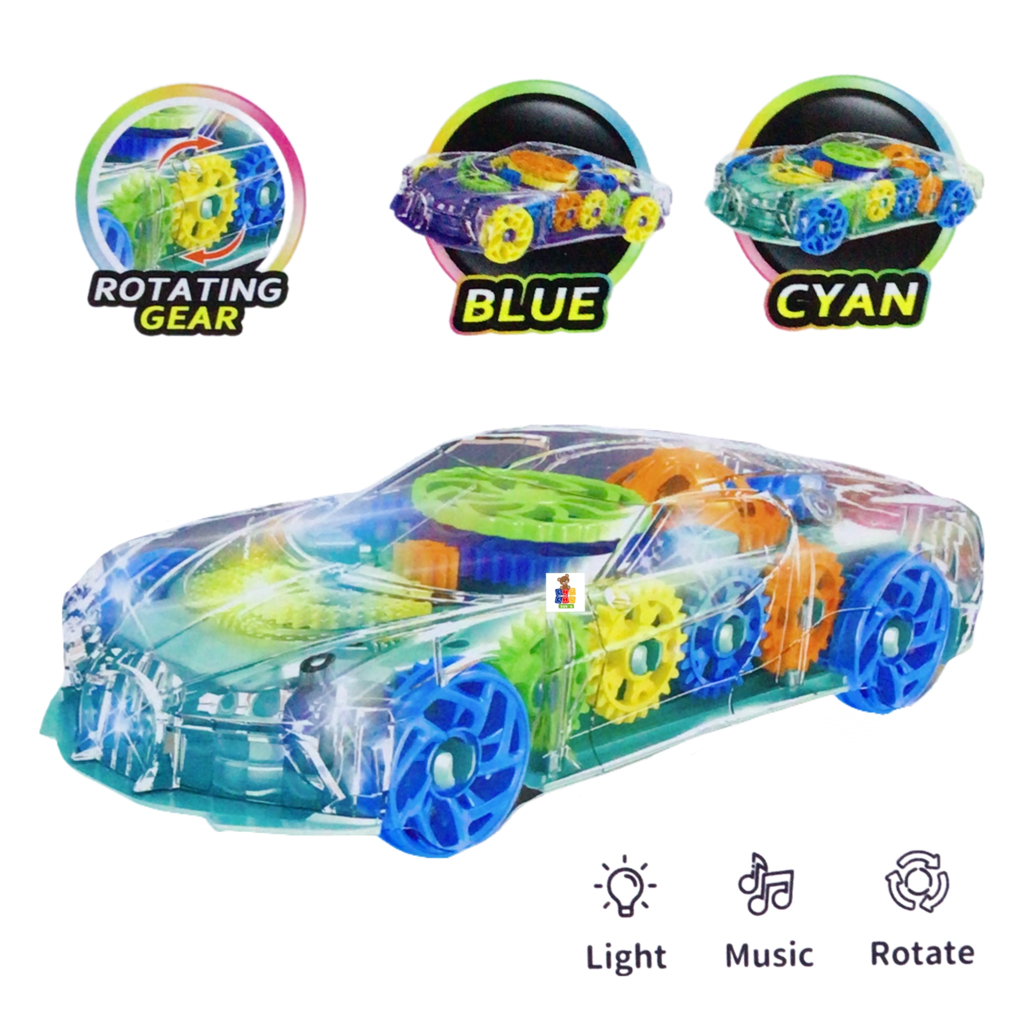 Carrito Engranes Transparente Eléctrico Luz Sonido Juguete