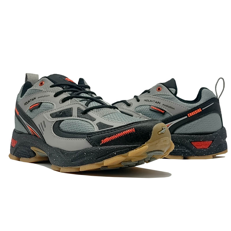 Tenis Pontiac 739 Gris Naranaja Deportivos Hombre Ejercicio Gym Correr Todo Terreno.