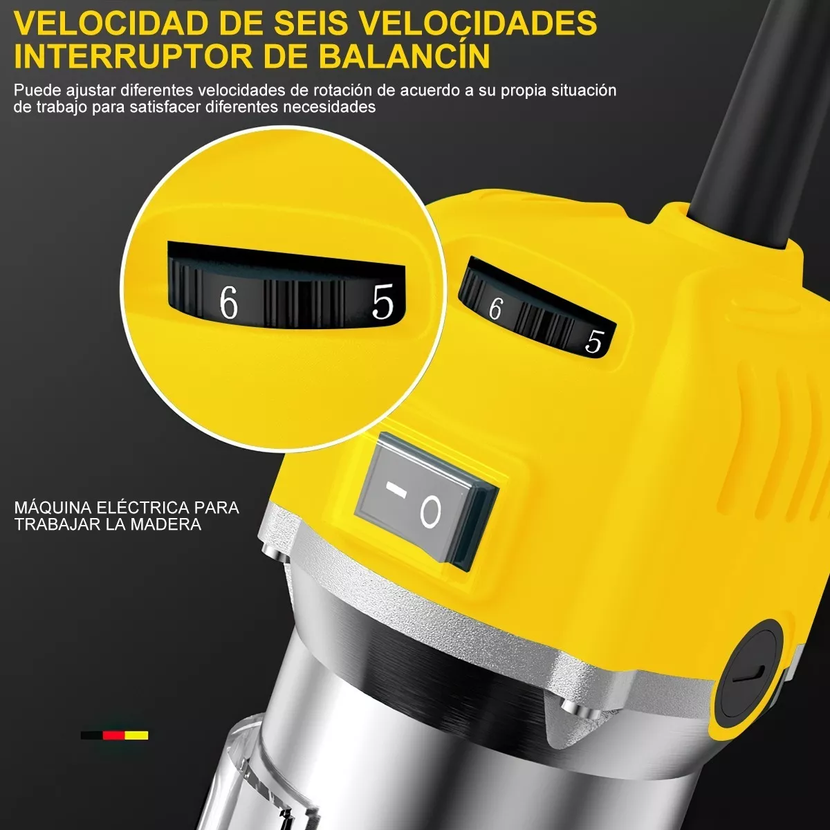Router Recortadora Rebajadora De Madera 6 Velocidades 800w