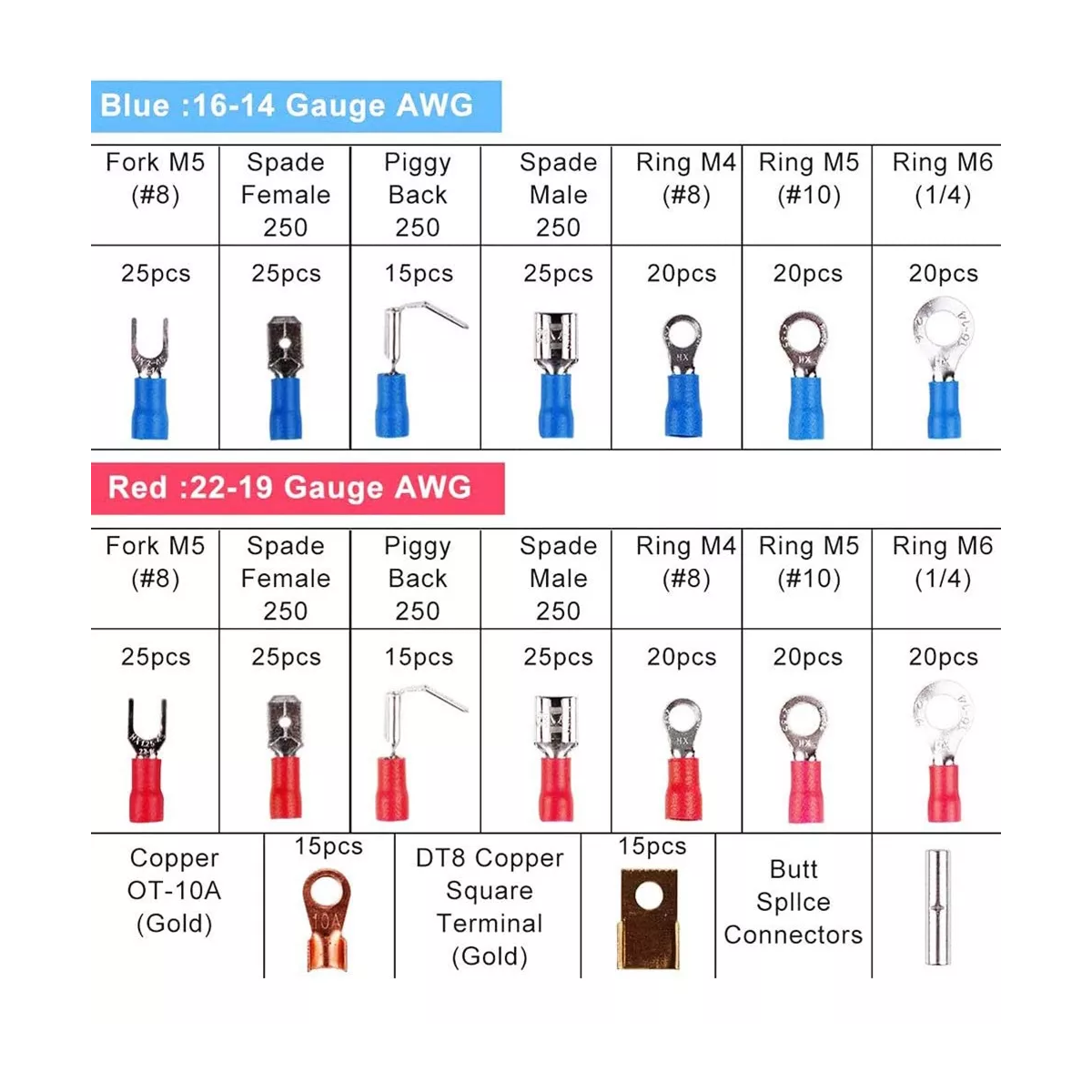 Set 678 Terminales Aisladas Conectores Para Cable Eléctrico