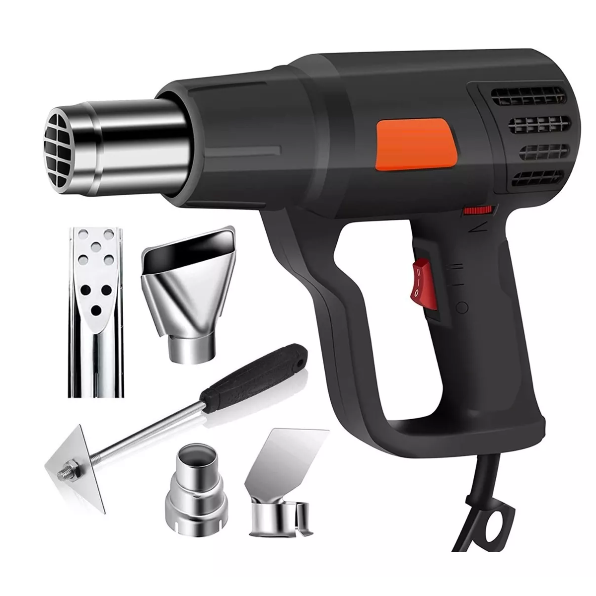 Pistola De Calor De 2000w Temperatura Regulable 4 Boquillas Negro