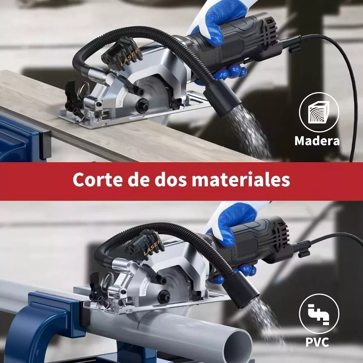 Mini Sierra Circular Compacta Con Corte Por Láser 3700 Rpm