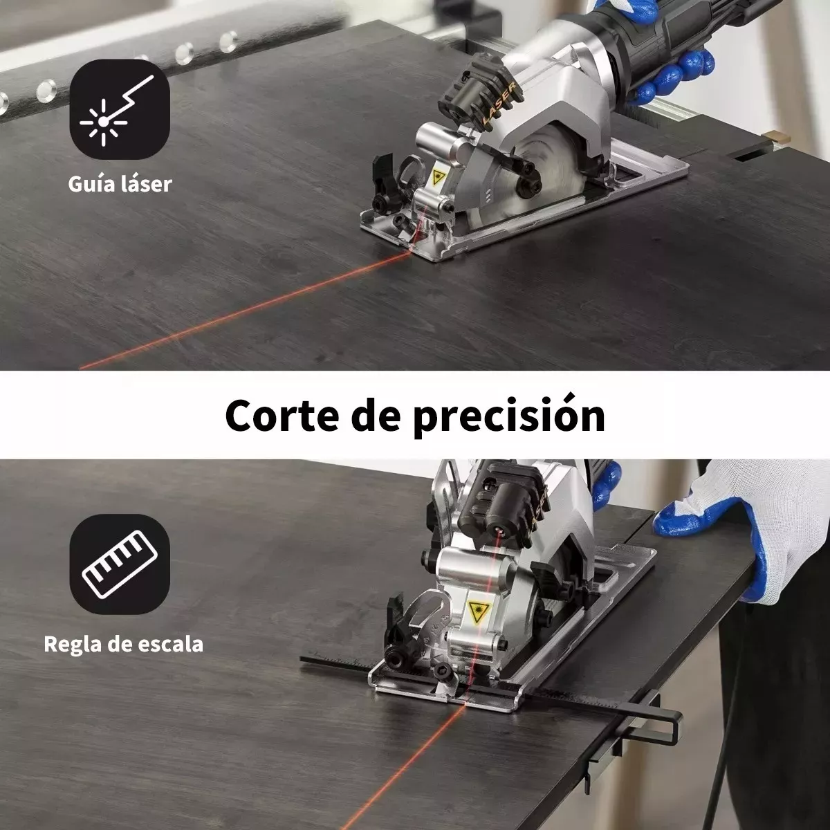 Mini Sierra Circular Compacta Con Corte Por Láser 3700 Rpm