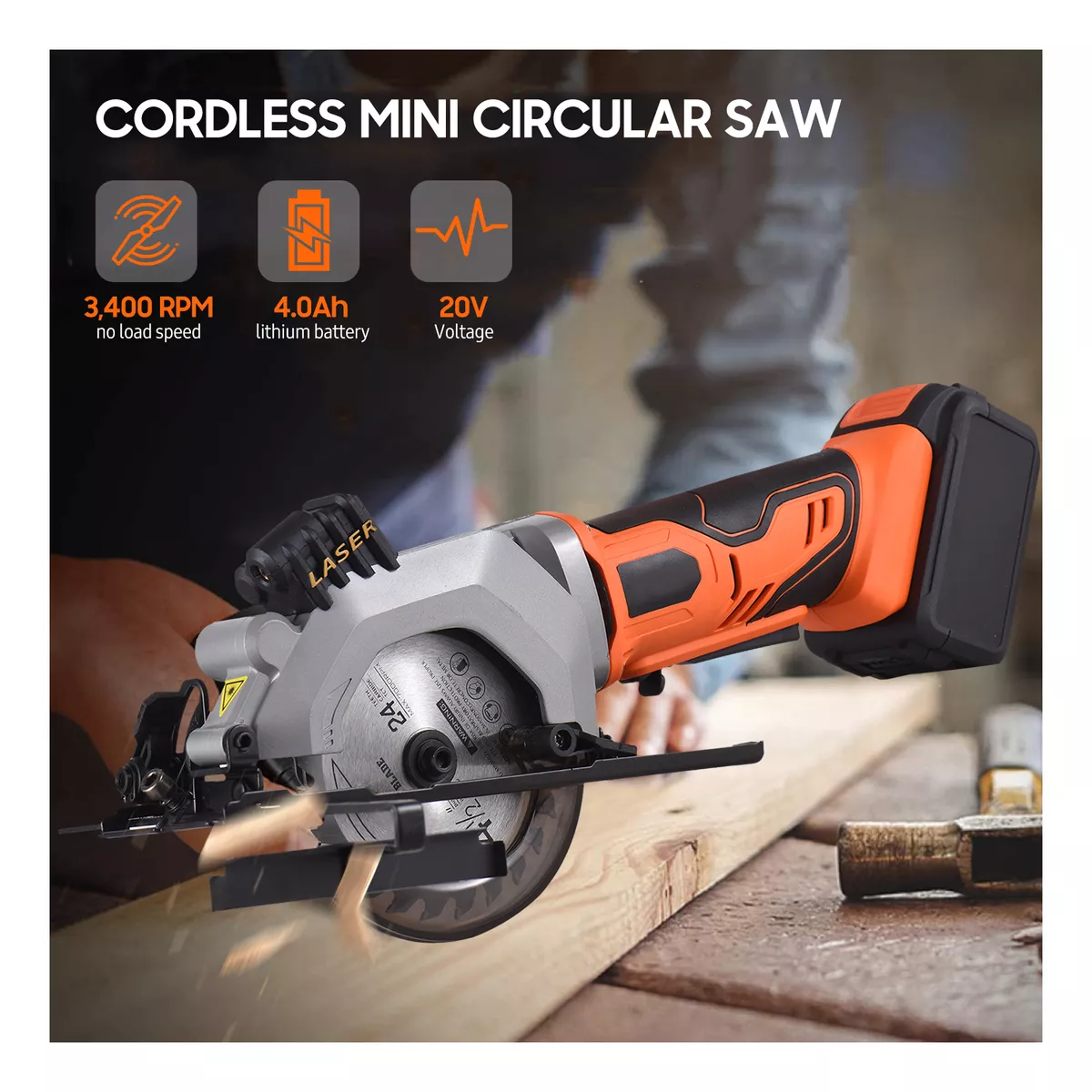 Mini Sierra Circular Eléctrica Con 2 Baterías Para Metal