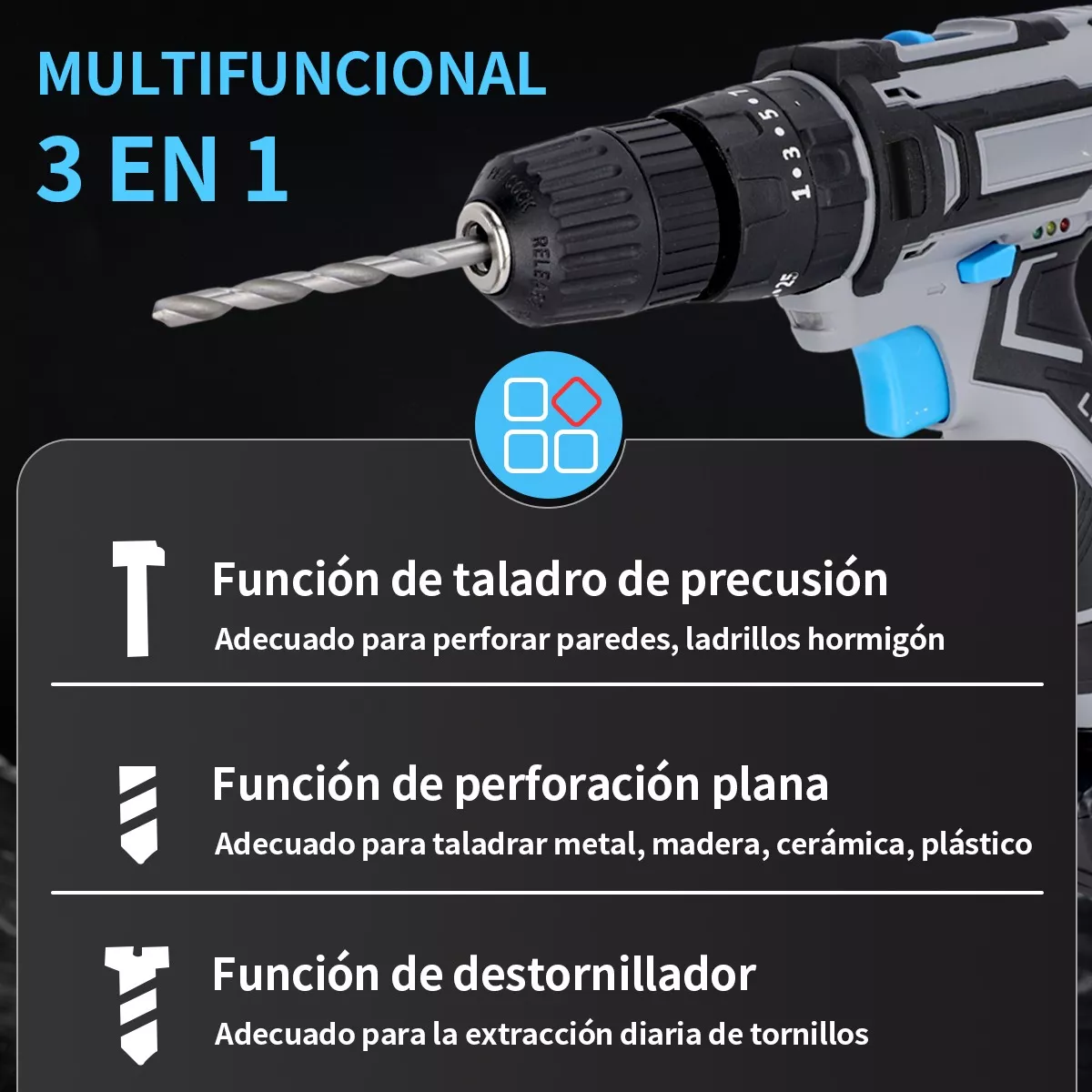 Taladro Atornillador De Impacto Inalambrico 2 Batería9000mah