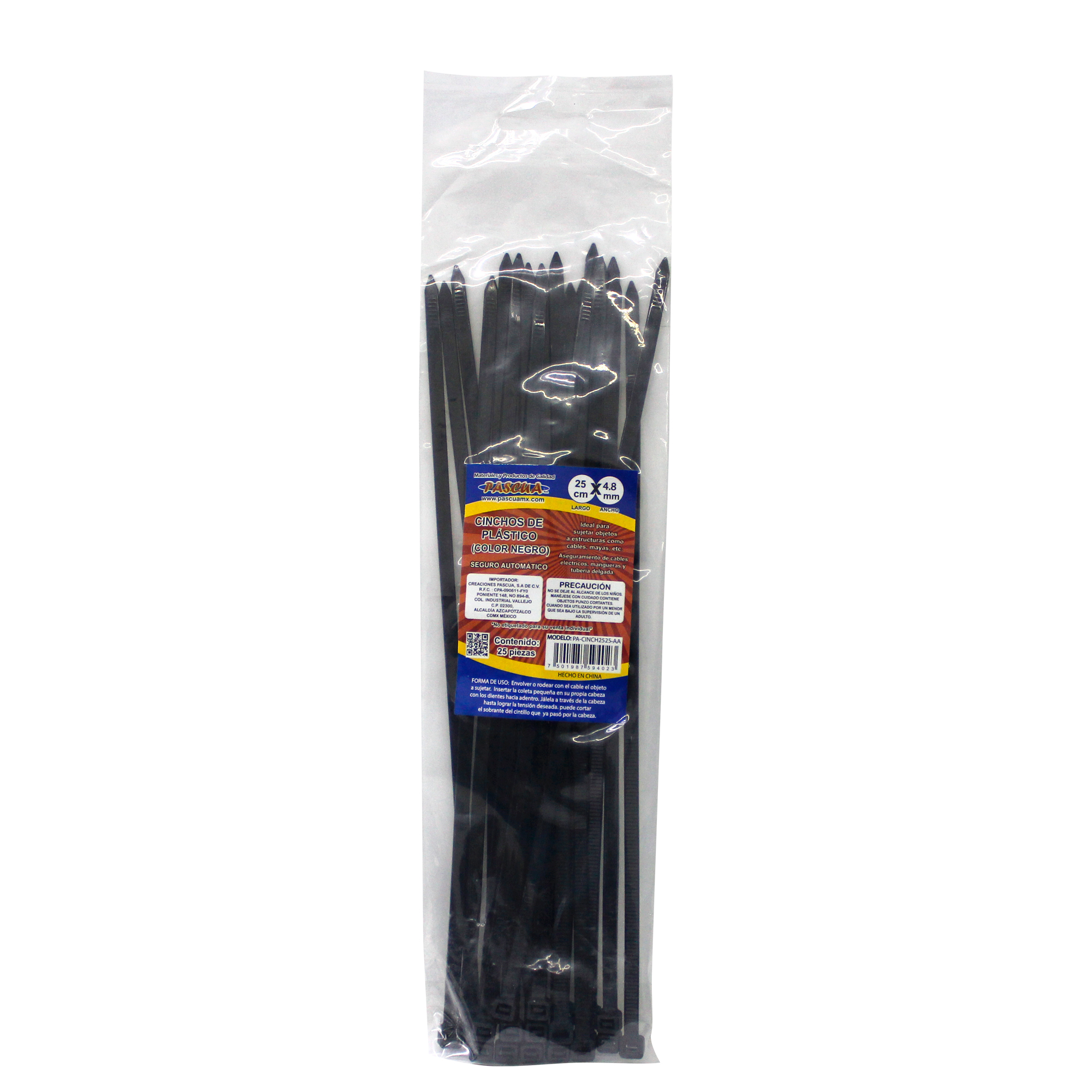 Cinchos 100 Pzas 25CM X 4.8MM Fuerte Cintillos de Plástico