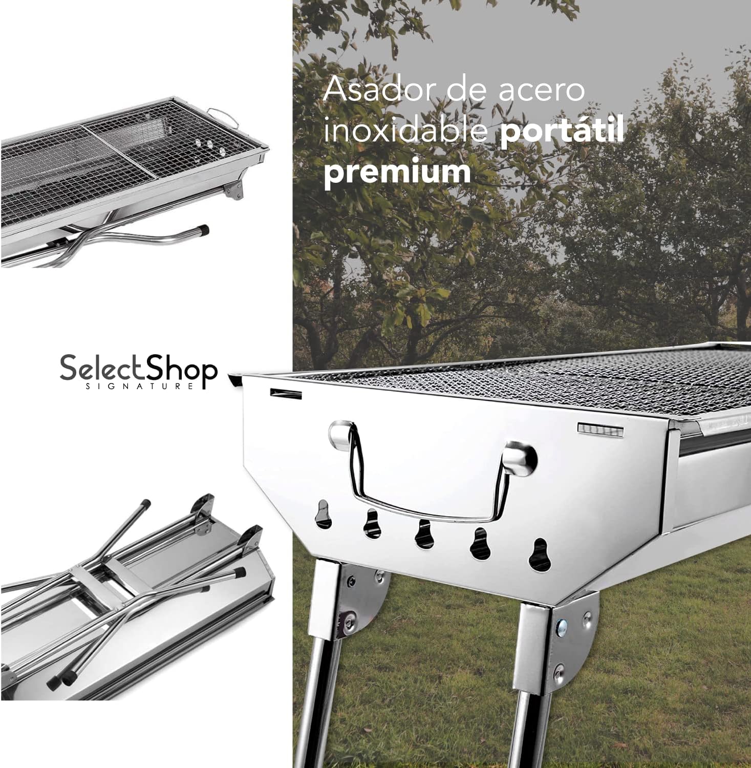 Asador de carbon plegable portatil