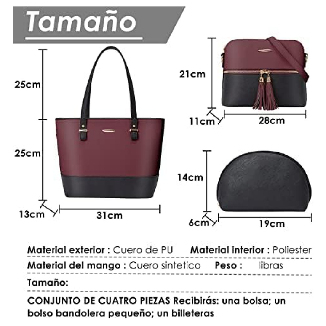 Bolsos de Mujer Bolsa Tote Cuero de PU Impermeable Bolsa de