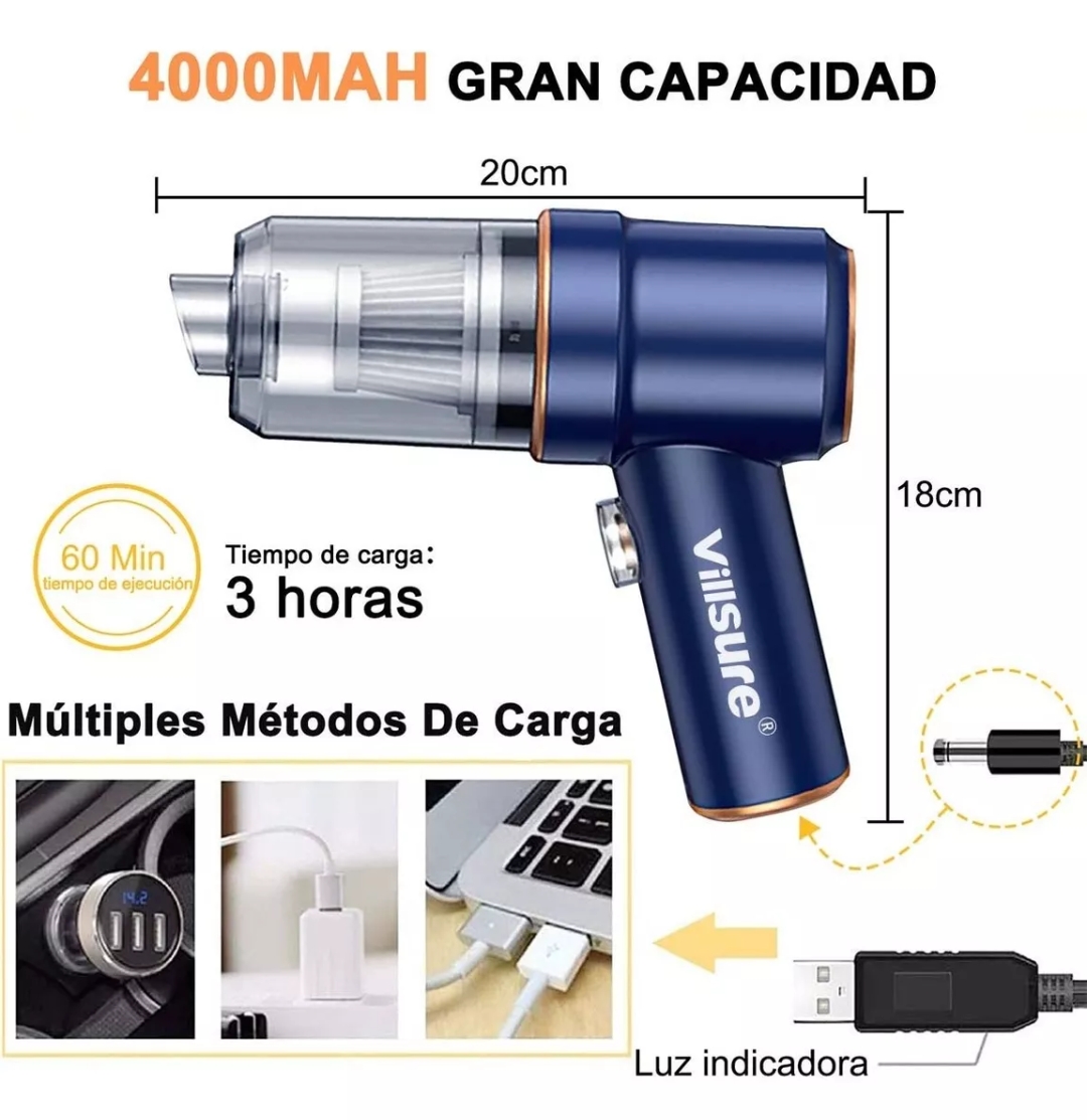 Aspiradora Para Auto Mini Portatil De Mano Inalambrica