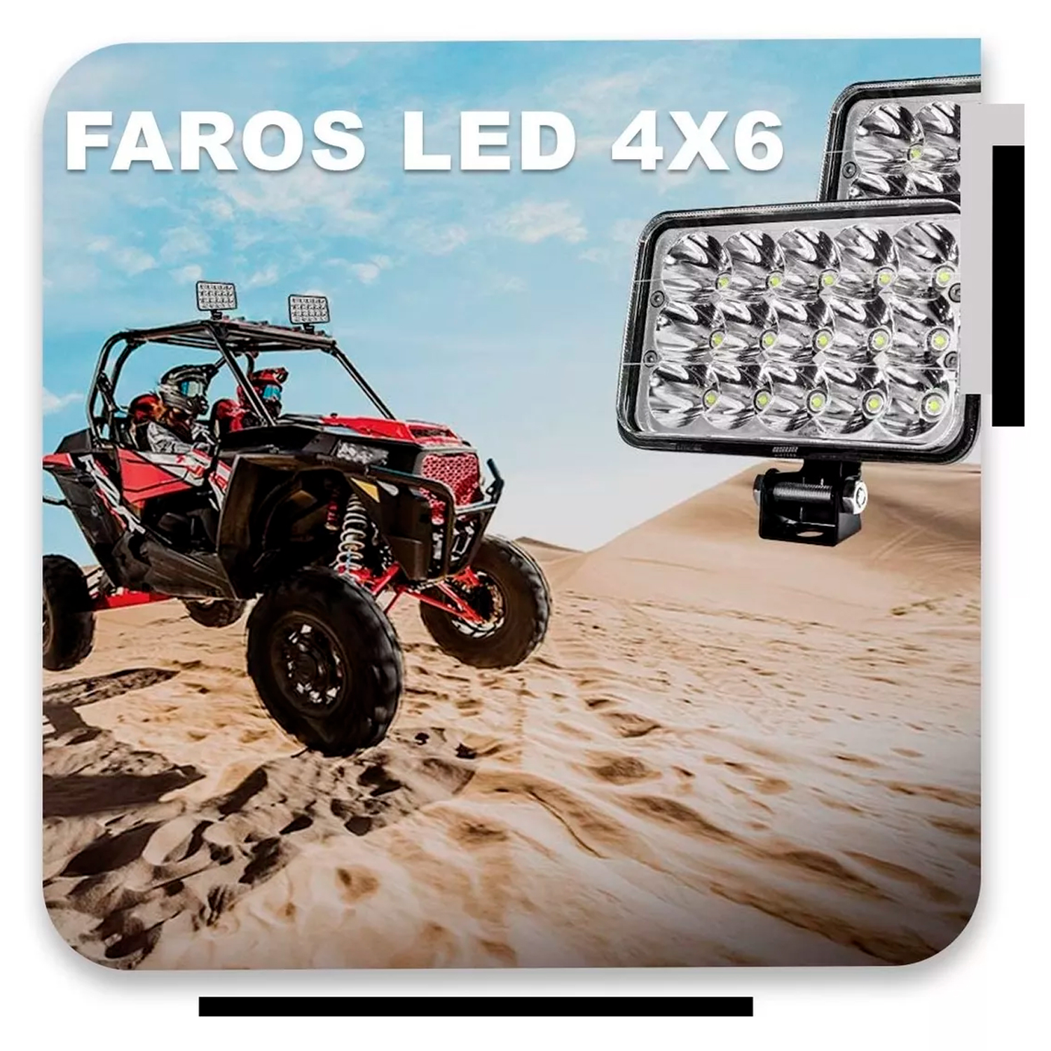 Par 2 Faros Led 4x6 Hiper Led Alta Baja Jeep Pick Up Blanco 45w H4651 Dahua Lamp