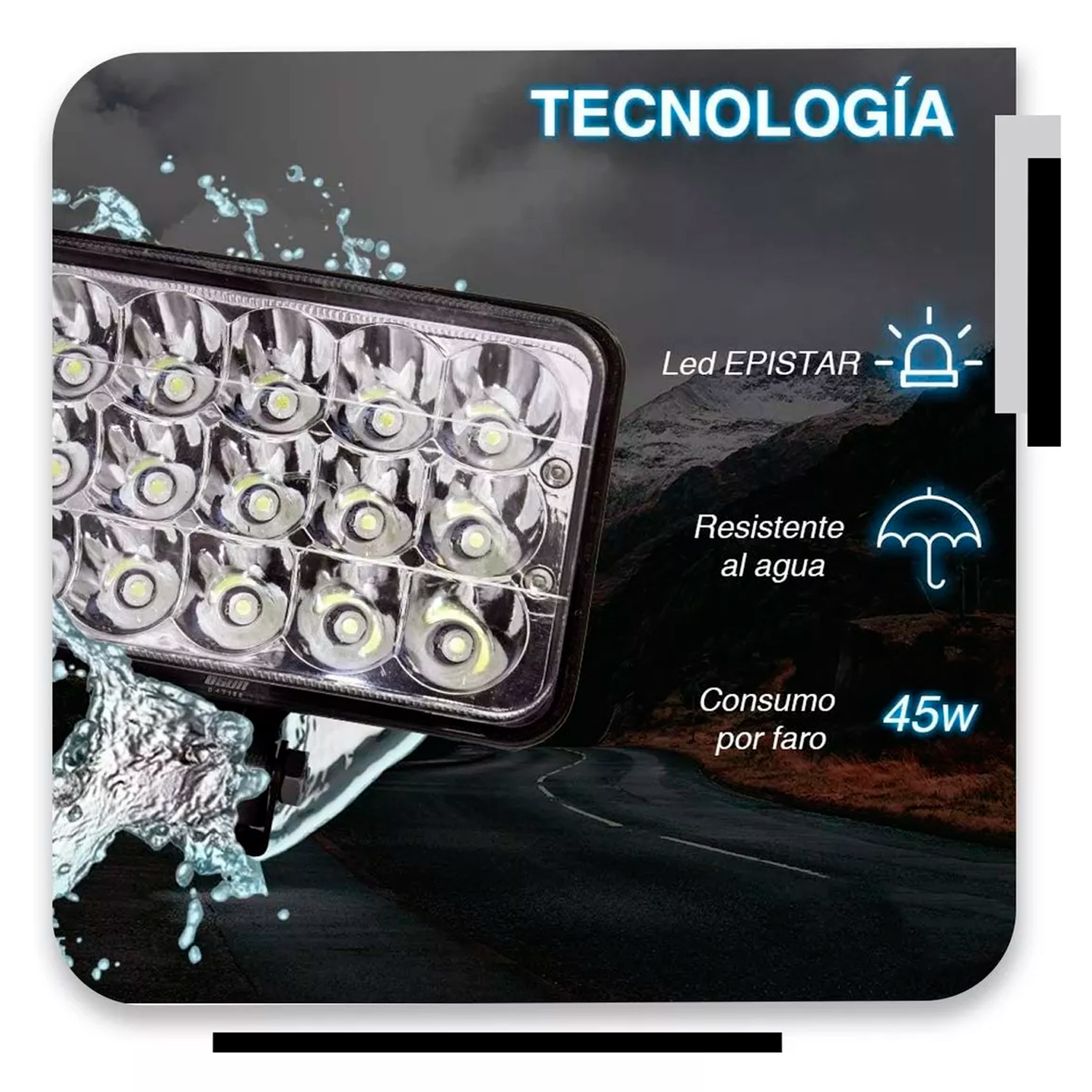Par 2 Faros Led 4x6 Hiper Led Alta Baja Jeep Pick Up Blanco 45w H4651 Dahua Lamp