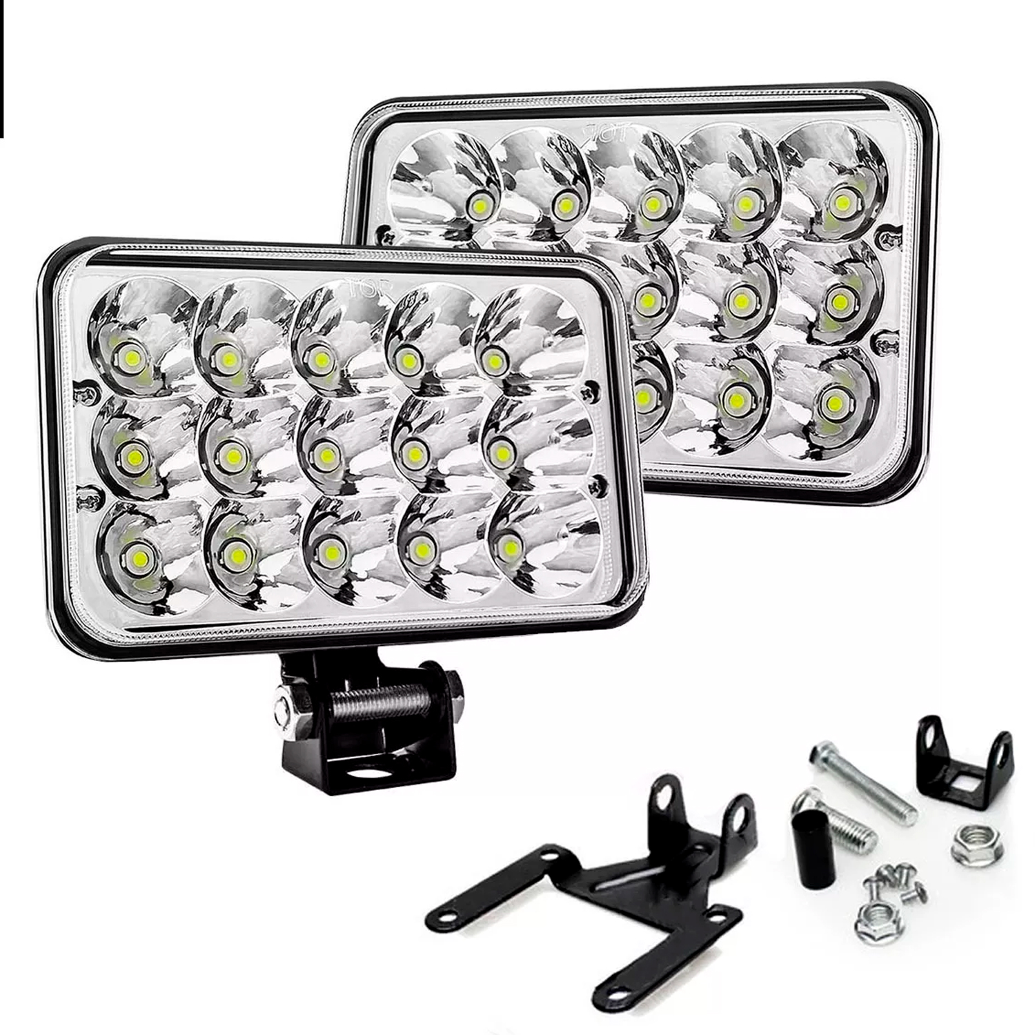 Par 2 Faros Led 4x6 Hiper Led Alta Baja Jeep Pick Up Blanco 45w H4651 Dahua Lamp