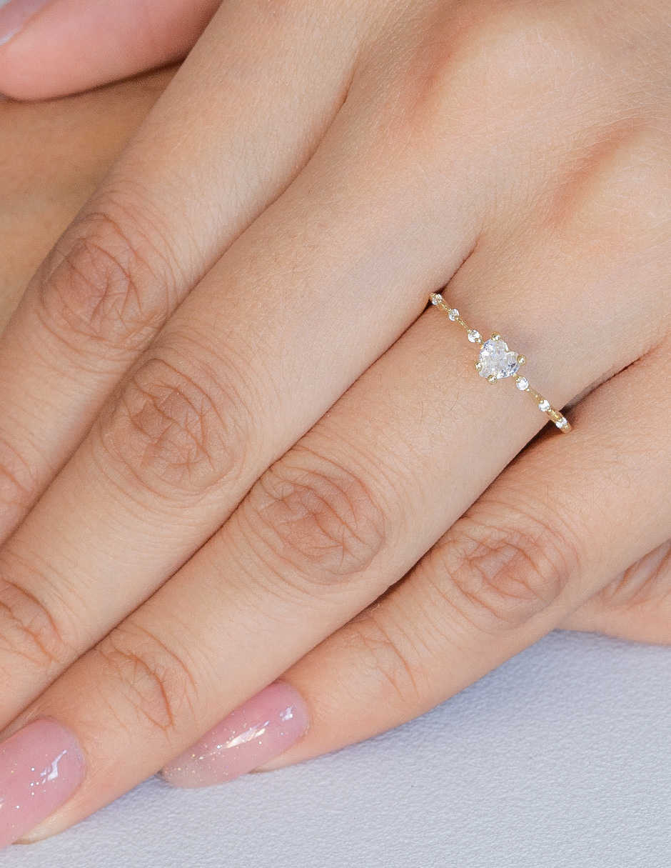 ANILLO DE PROMESA CON PIEDRA DALIA 14K ORO AMARILLO ABBA JOYAS