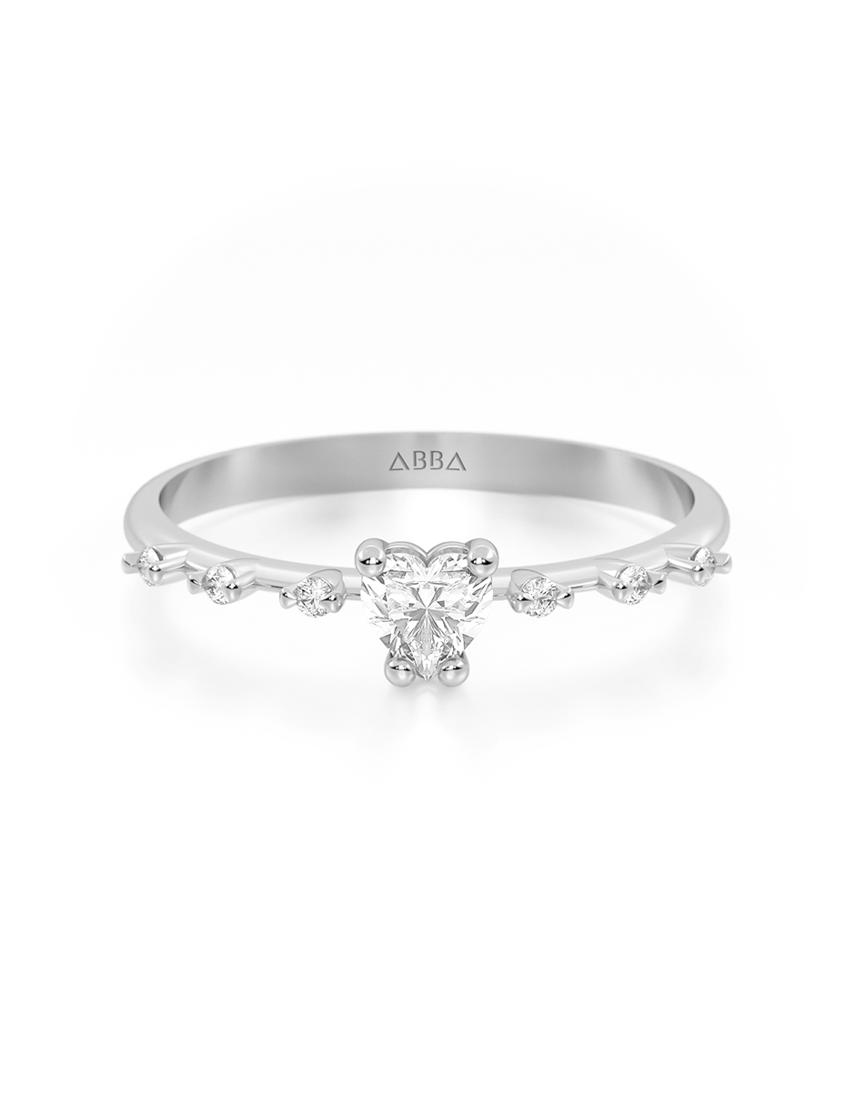 ANILLO DE PROMESA CON PIEDRA DALIA 14K ORO BLANCO ABBA JOYAS