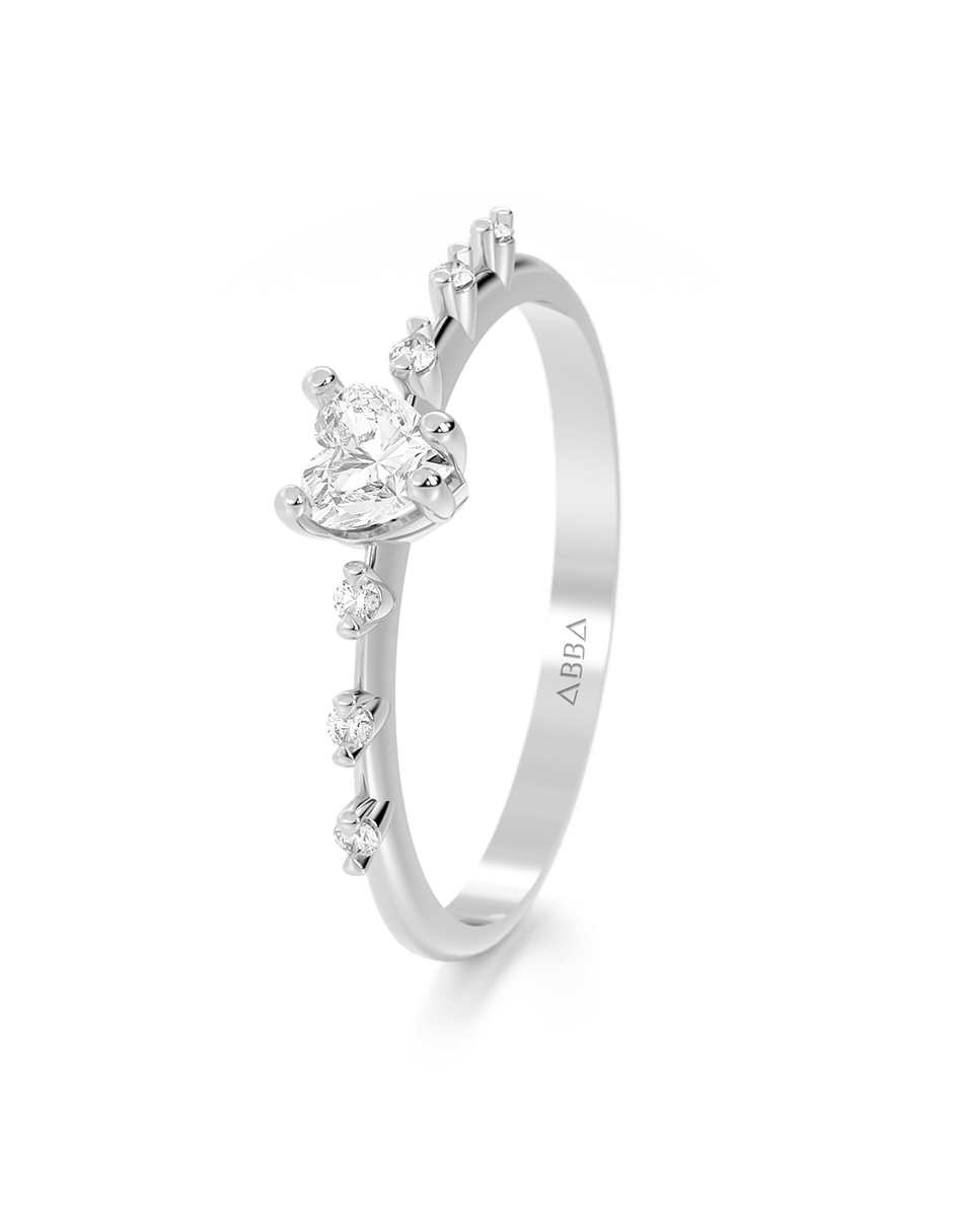 ANILLO DE PROMESA CON PIEDRA DALIA 14K ORO BLANCO ABBA JOYAS