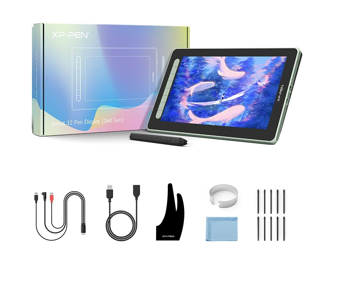 Tableta Grafica Xp-pen Artist 12 2nd Gen Con Pantalla Y Chip Color Verde.