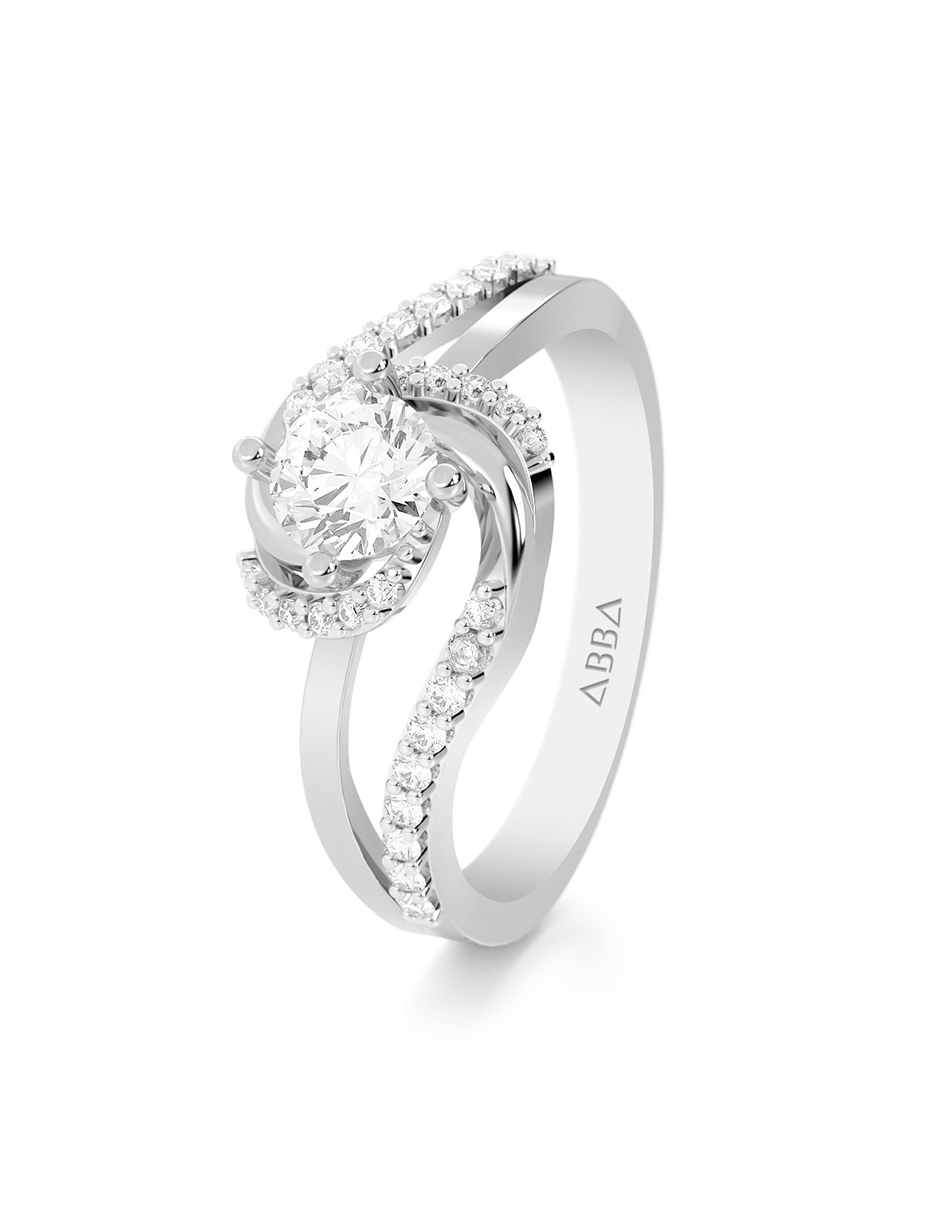 ANILLO DE COMPROMISO 10K ORO BLANCO CON PIEDRA LANA ABBA JOYAS