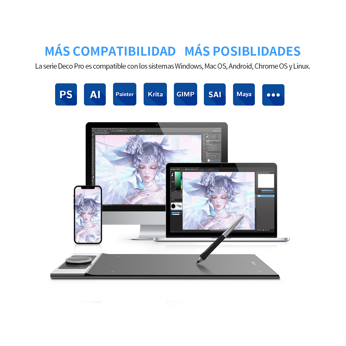 Tableta Grafica Xppen Deco Pro Mw Bluetooth 5.0 11 X 6 Pulgadas