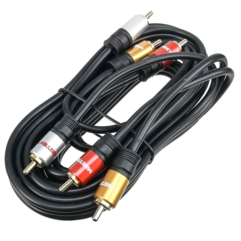 Cable RCA para Conexion de Audio y Video con Longitud de 2 metros  en Resistente Aluminio Conecta de RCA a RCA / Master / MC-3RCA-3RCA2