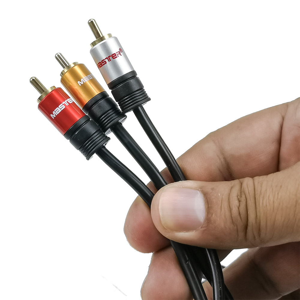 Cable RCA para Conexion de Audio y Video con Longitud de 2 metros  en Resistente Aluminio Conecta de RCA a RCA / Master / MC-3RCA-3RCA2