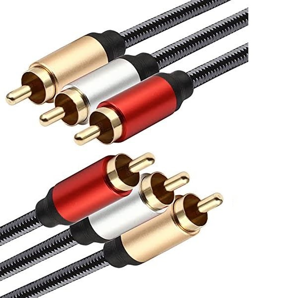 Cable RCA para Conexion de Audio y Video con Longitud de 2 metros  en Resistente Aluminio Conecta de RCA a RCA / Master / MC-3RCA-3RCA2