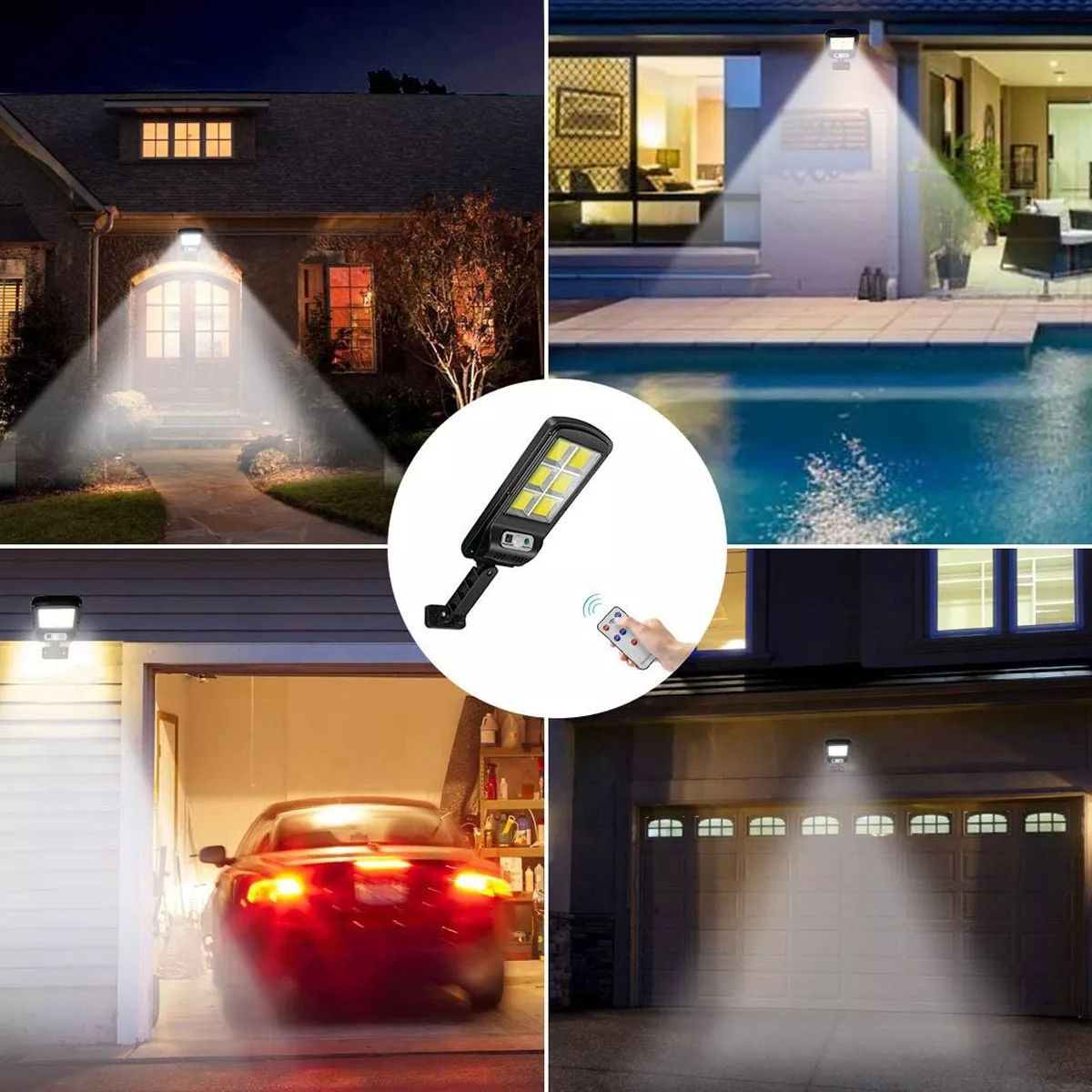Lámpara Solar Led Pared Exterior Sensor de movimiento 3 Modos con Control Remoto