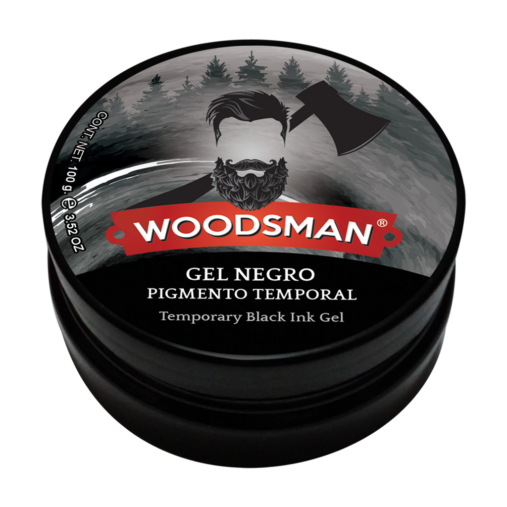 Woodsman Gel pigmento negro temporal para zona de barba 100 g