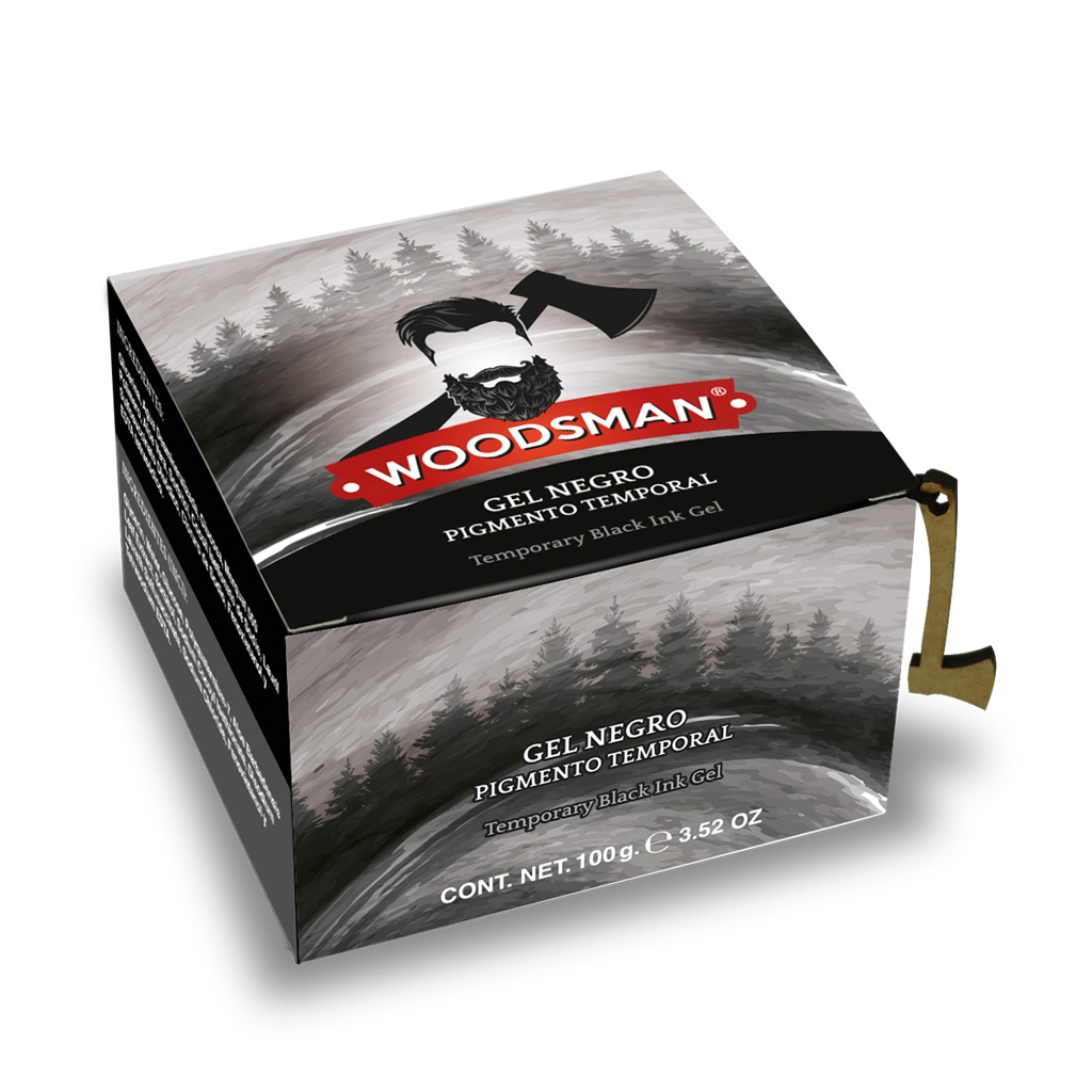 Woodsman Gel pigmento negro temporal para zona de barba 100 g