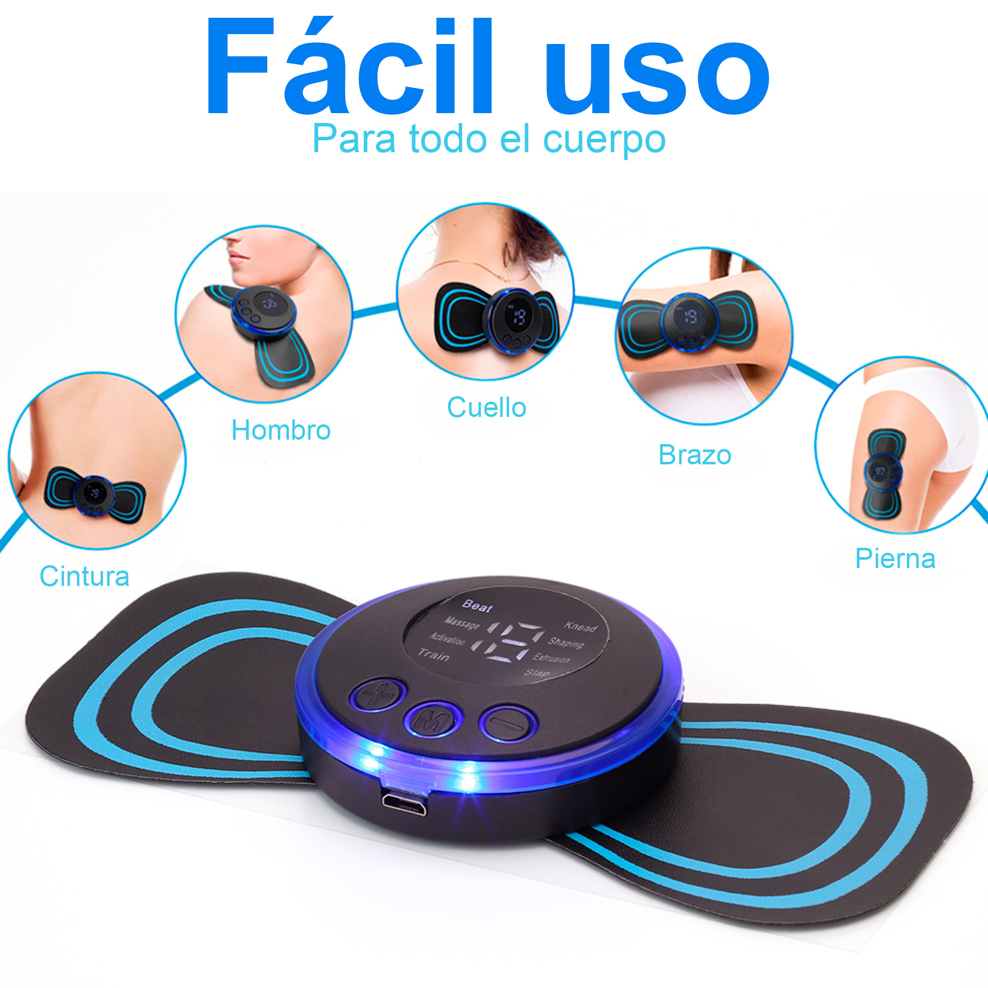 EMS MINI VAK 05 ELECTRO ESTIMULADOR PAD 5 MODOS RECARGABLE .