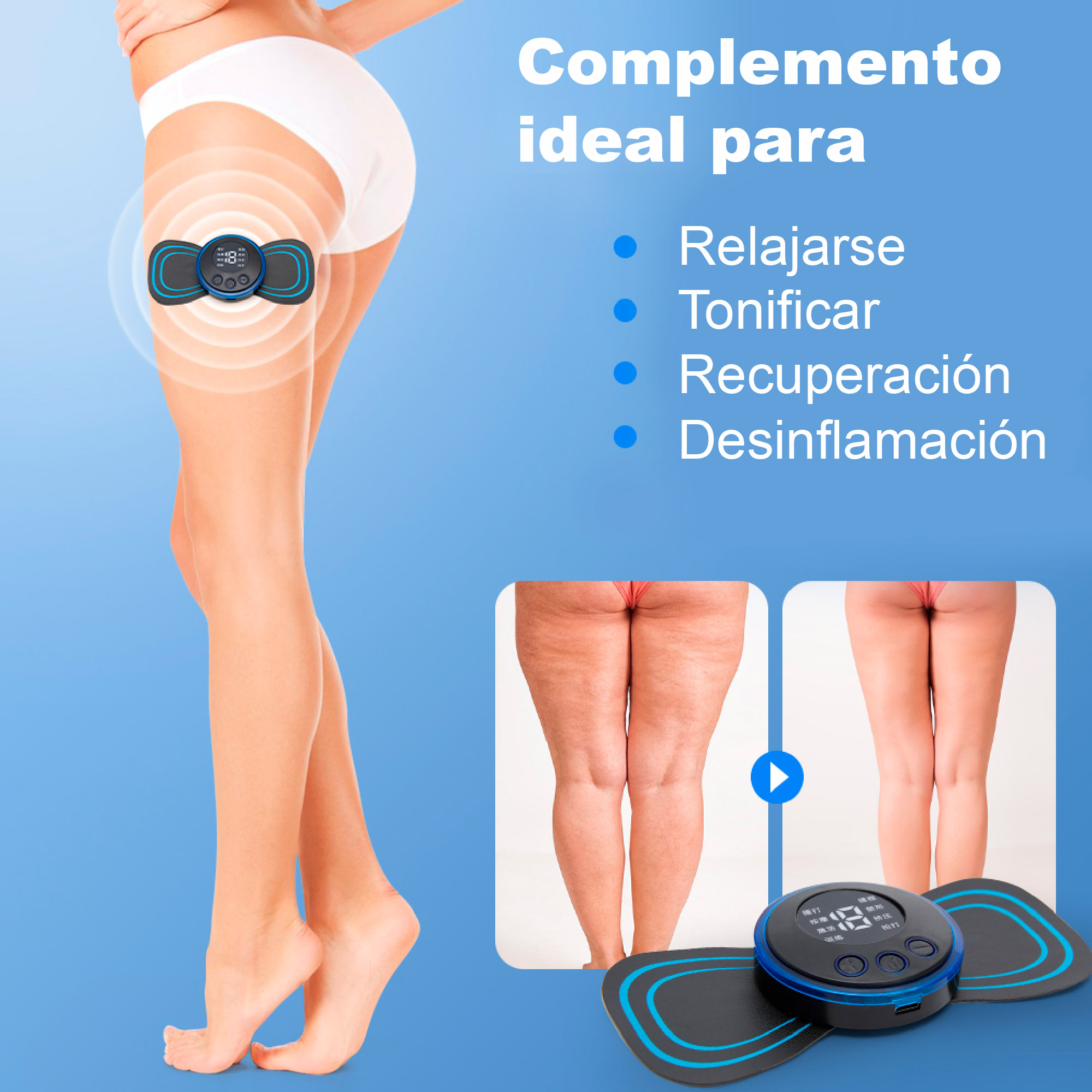 EMS MINI VAK 05 ELECTRO ESTIMULADOR PAD 5 MODOS RECARGABLE .