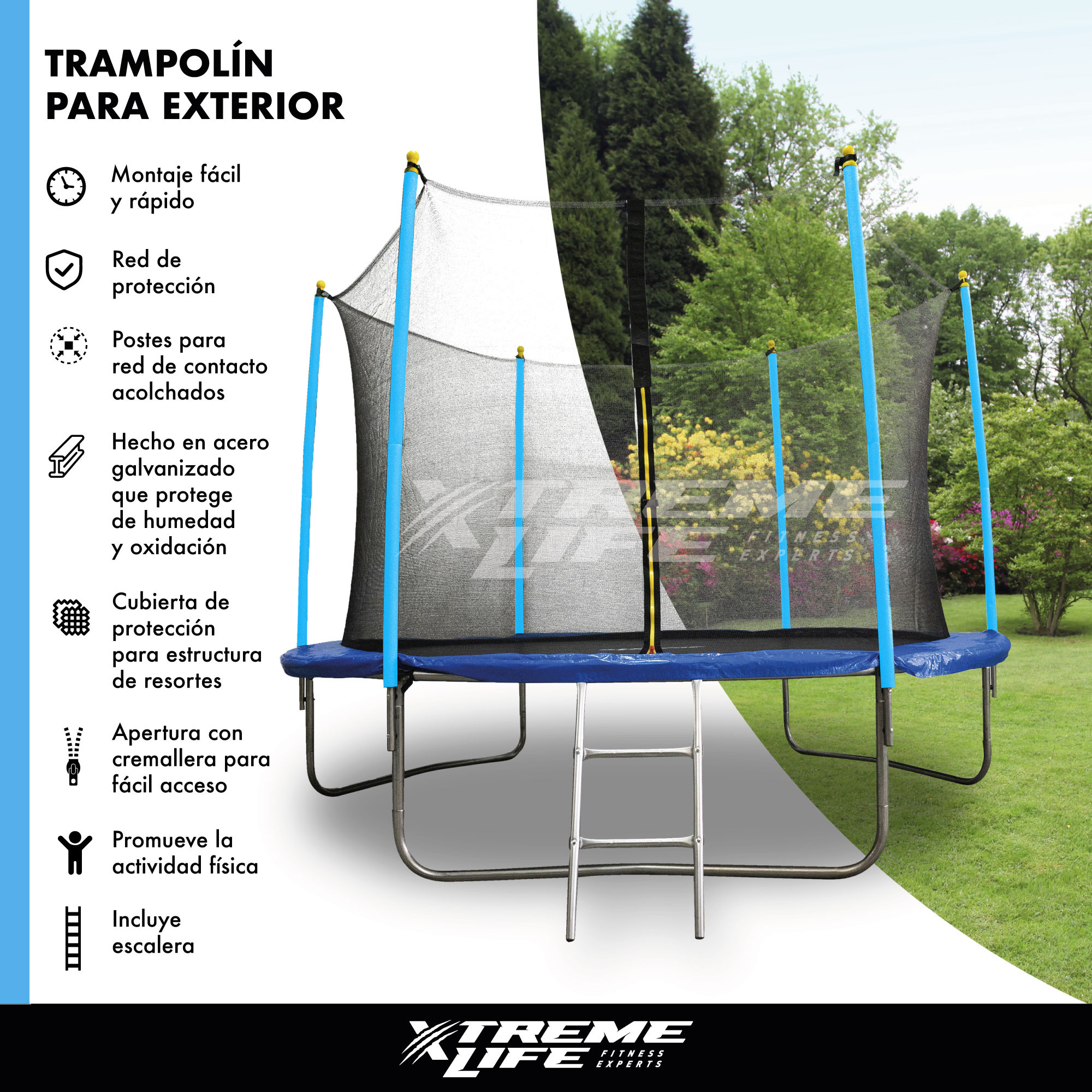 Trampolin 10 Pies Diametro 3 Mt Resorte Reforzado Uso Rudo Azul G
