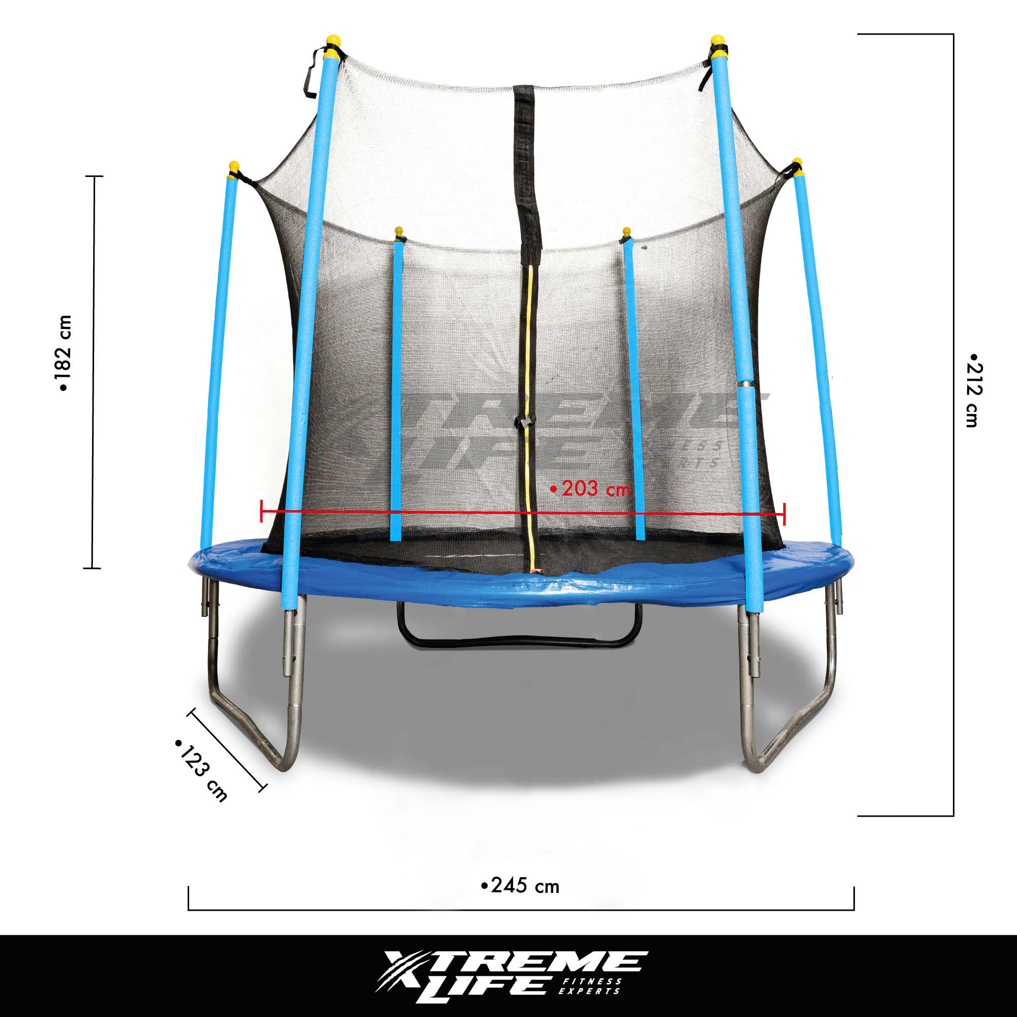 Trampolin 8 Pies Diametro 2.44m Resorte Reforzado Uso Rudo Azul G