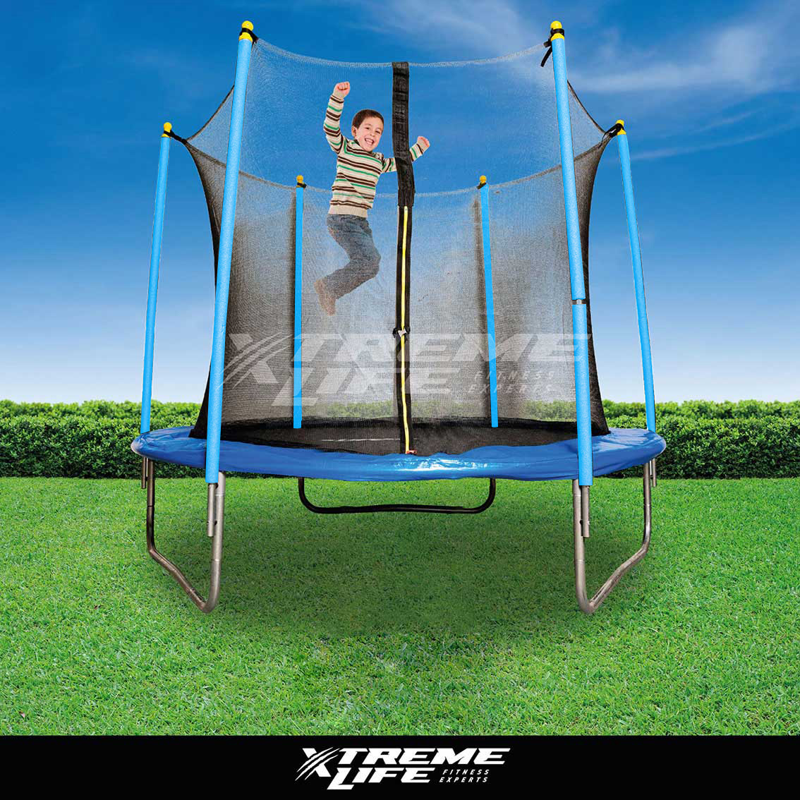Trampolin 8 Pies Diametro 2.44m Resorte Reforzado Uso Rudo Azul G