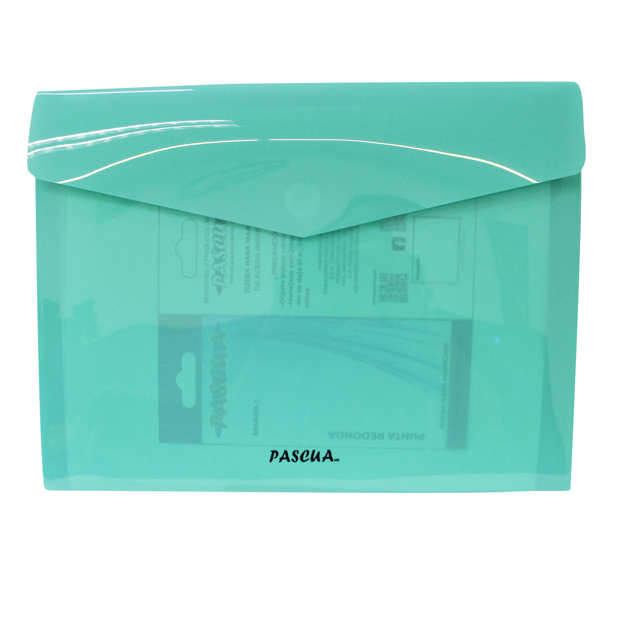 Sobre de plástico horizontal con cierre adhesivo, semi transparente, tamaño carta cierre velcro, colores flúor, para archivar, clasificar y llevar a la escuela, oficina o universidad.