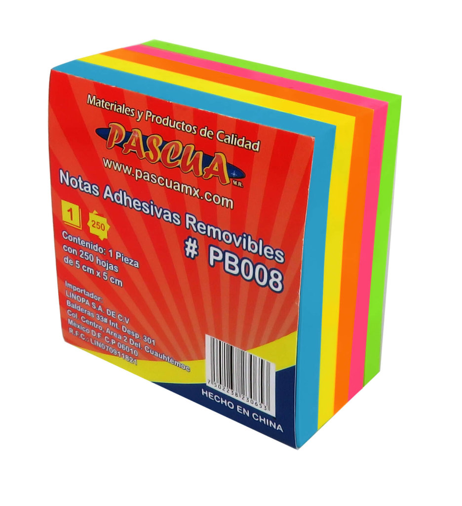 Notas Adhesivas Removibles Chica,Posits de Colores, Pack de 5 Bloc de Notas 50 x 50 mm para Recordatorios, escuela, oficina trabajo total 250 hojas