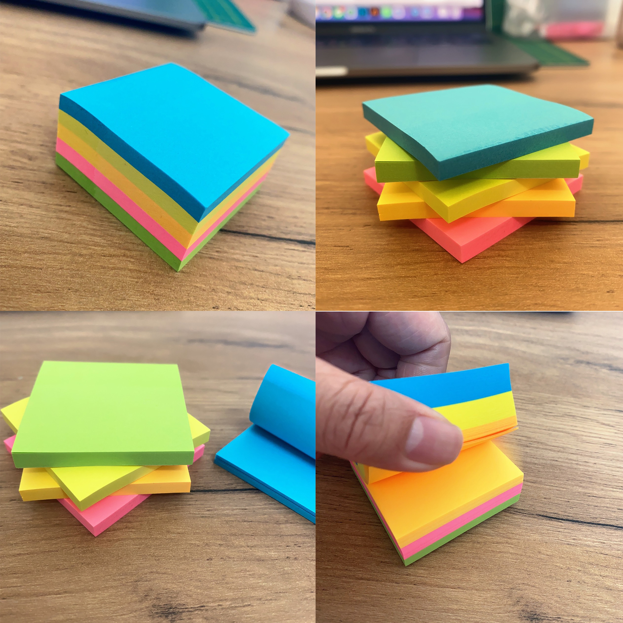 Notas Adhesivas Removibles Chica,Posits de Colores, Pack de 5 Bloc de Notas 50 x 50 mm para Recordatorios, escuela, oficina trabajo total 250 hojas