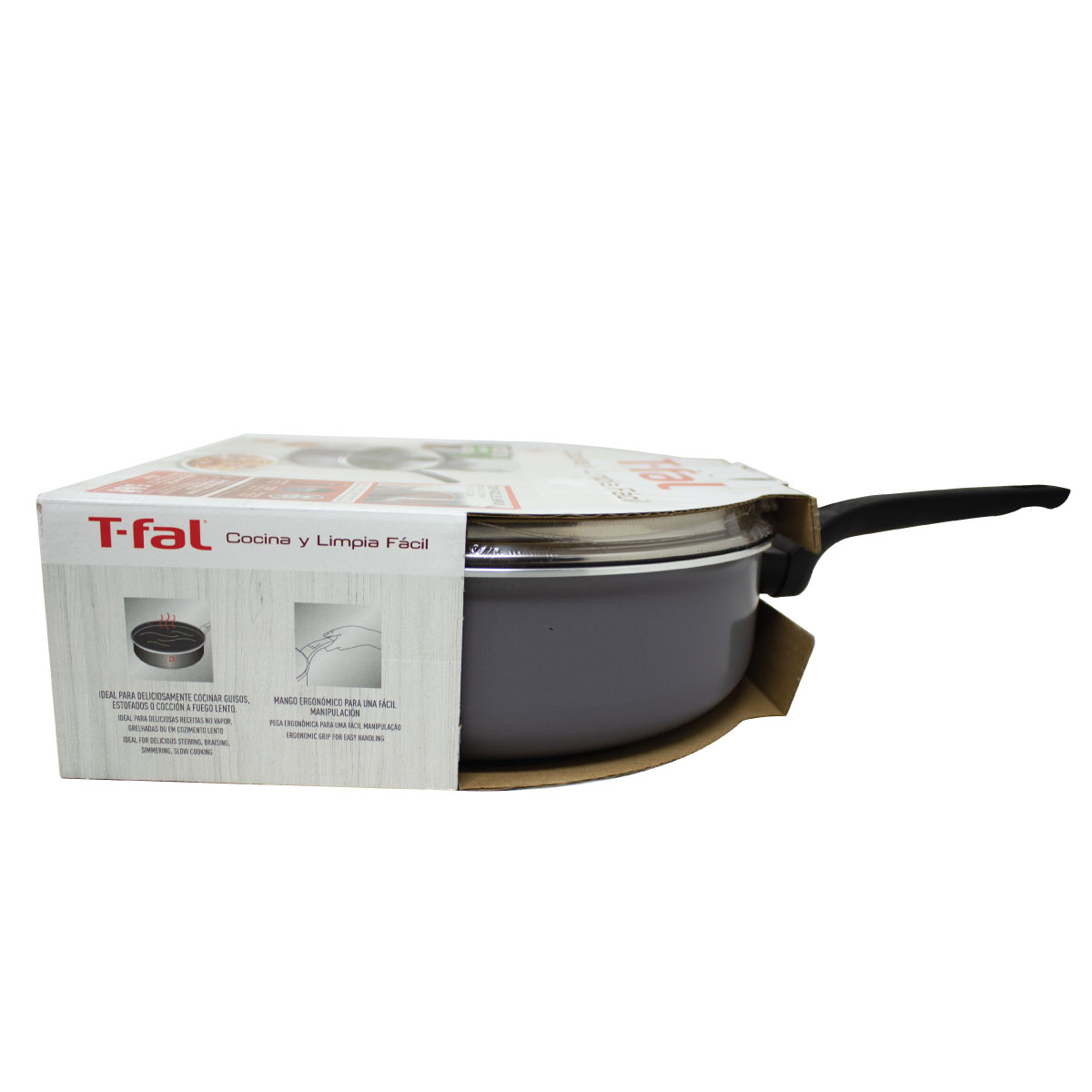 Cacerola de 26 Cm con Antiadherente y Tapa de Vidrio Cocina y Limpia Fácil T-fal B5653382