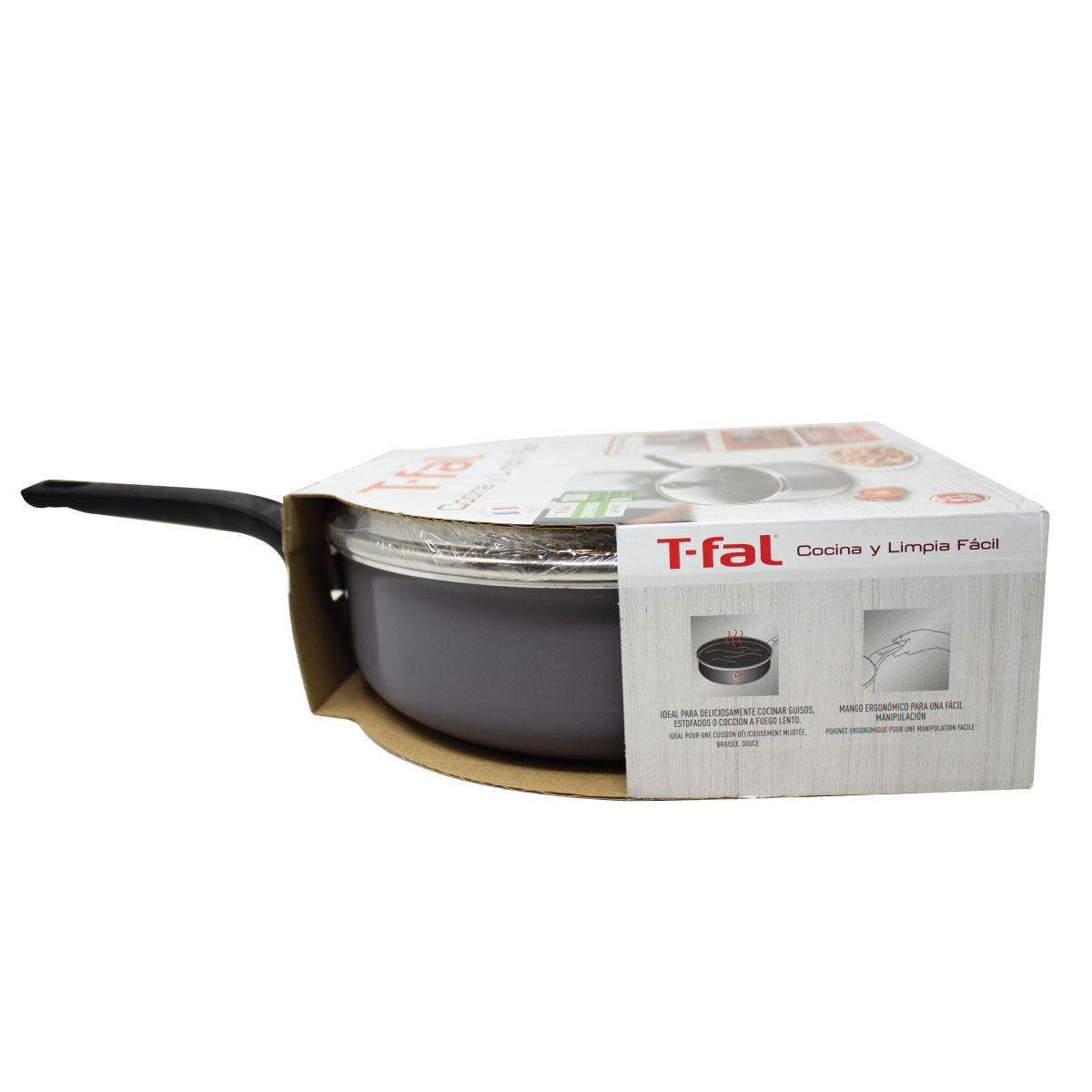 Cacerola de 26 Cm con Antiadherente y Tapa de Vidrio Cocina y Limpia Fácil T-fal B5653382