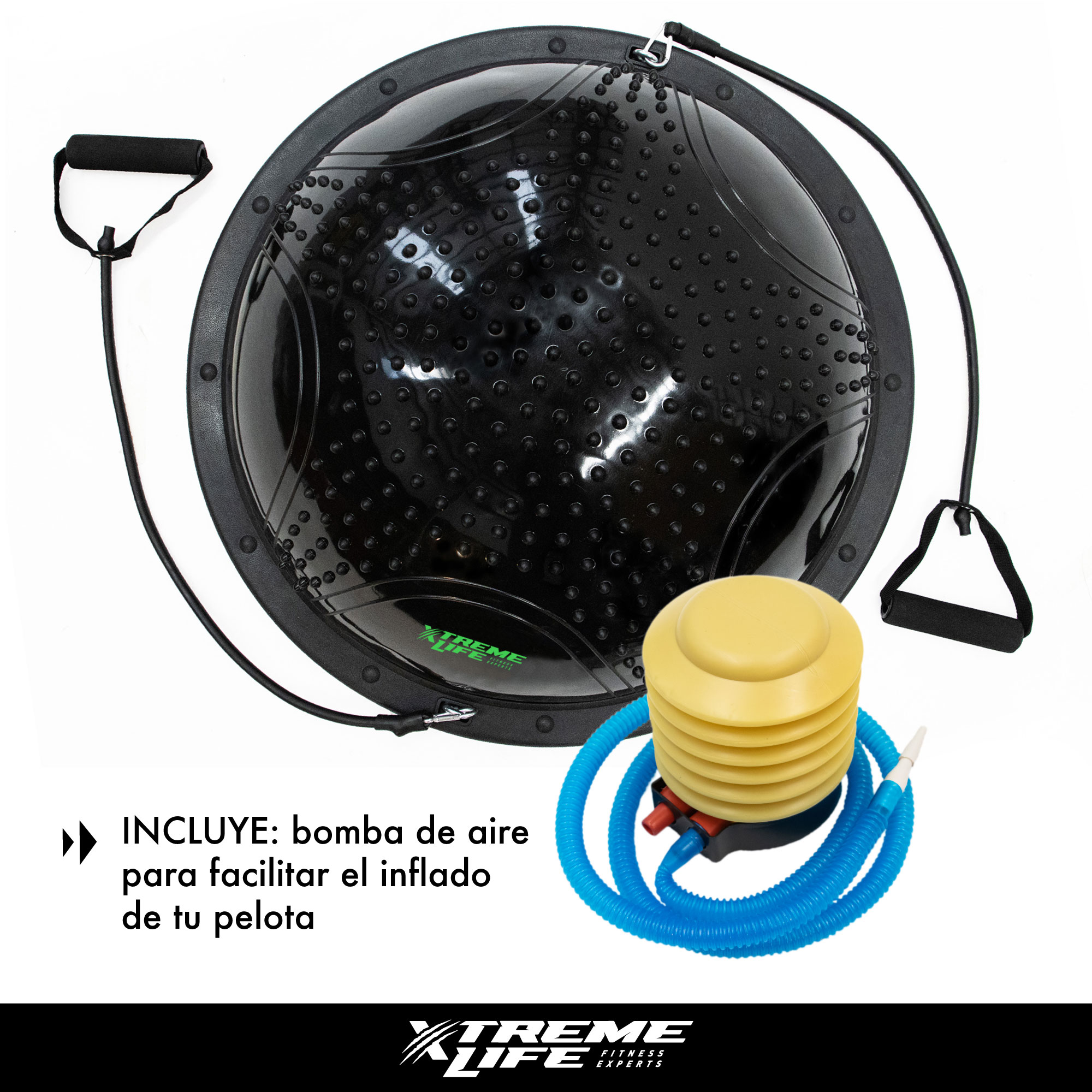 Bosu Ball 70cm Pelota De Equilibrio Ligas De Resistencia Negro GD