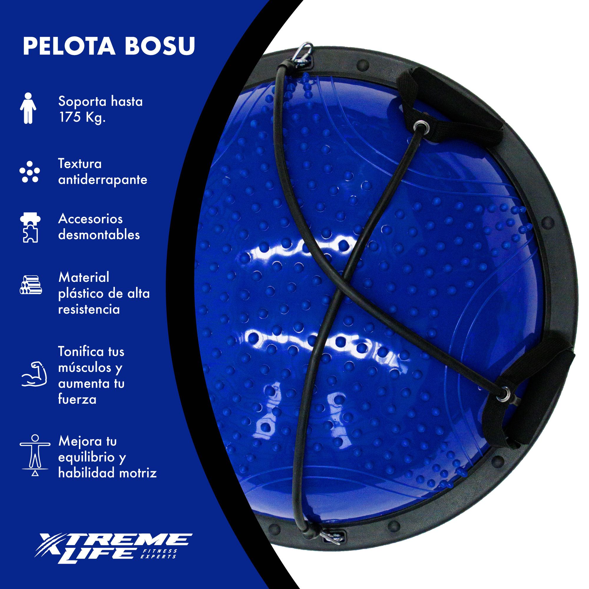 Bosu Ball 70cm Pelota De Equilibrio Ligas De Resistencia Azul GD