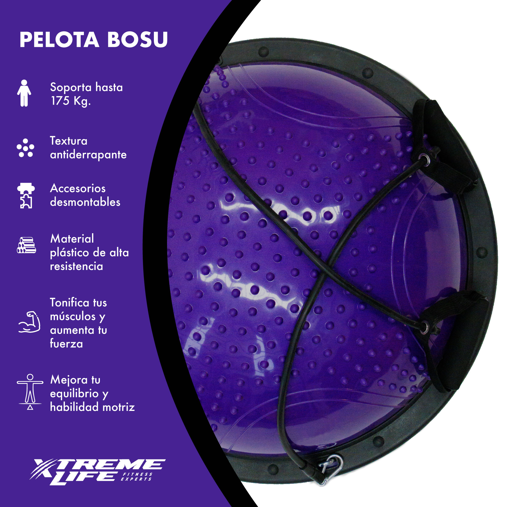 Bosu Ball 70cm Pelota De Equilibrio Ligas De Resistencia Violeta oscuro GD