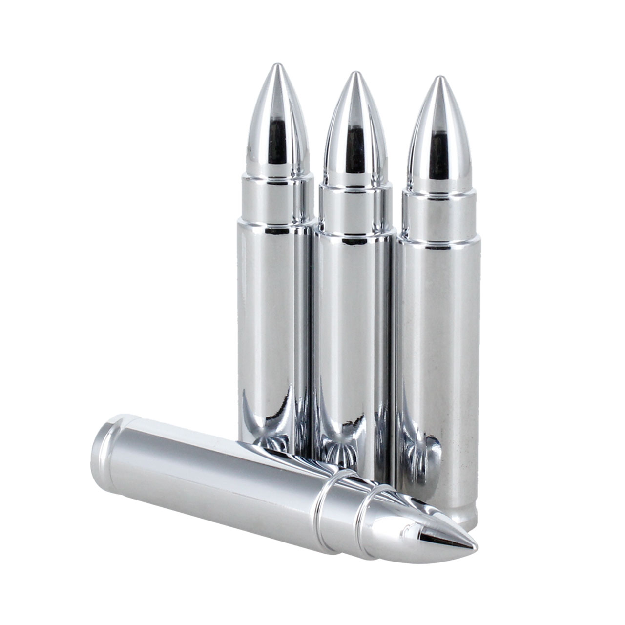 Juego 4 Tapones Cubre Pivote Valvula Metalicos Bala Grande