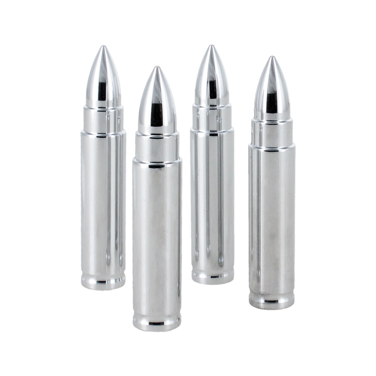 Juego 4 Tapones Cubre Pivote Valvula Metalicos Bala Grande