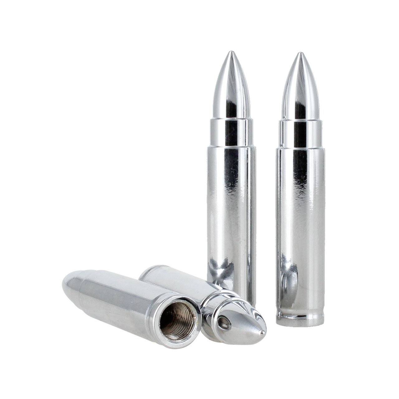 Juego 4 Tapones Cubre Pivote Valvula Metalicos Bala Grande