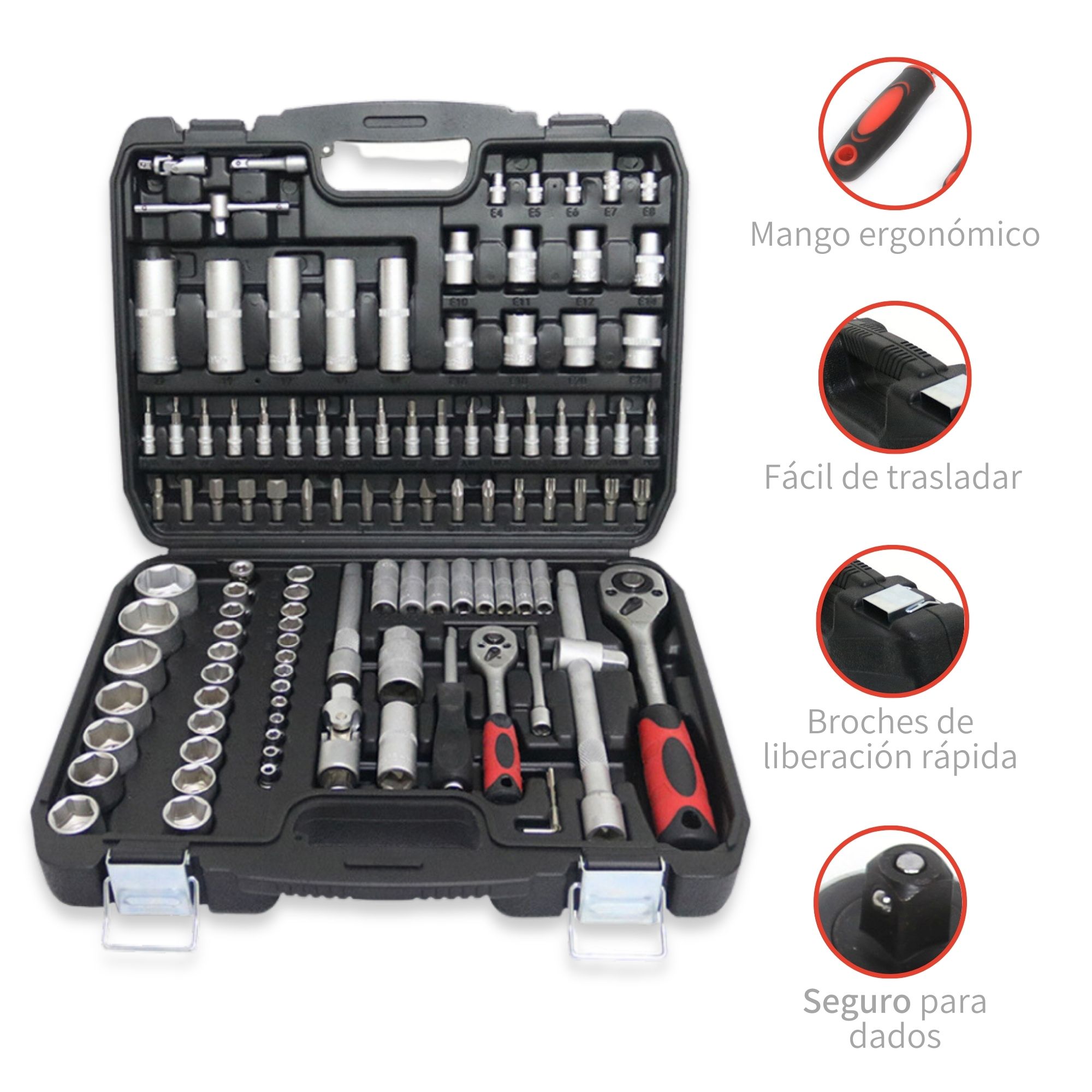 Autocle Juego Herramientas Mecánicas Dados Llave Vaso 108pzs