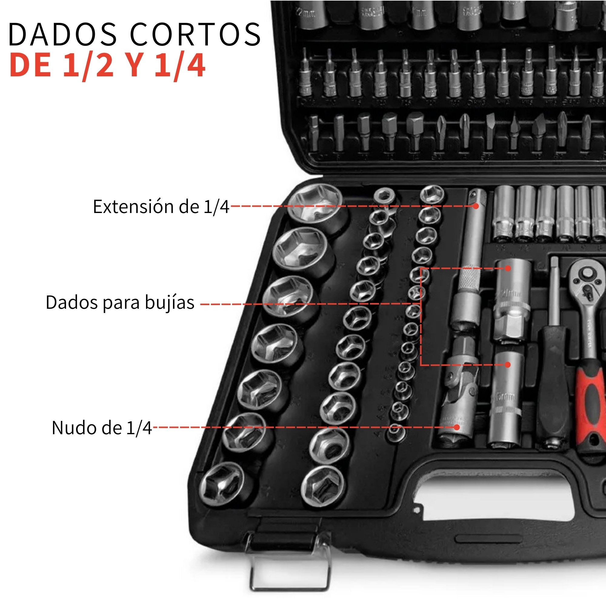 Autocle Juego Herramientas Mecánicas Dados Llave Vaso 108pzs
