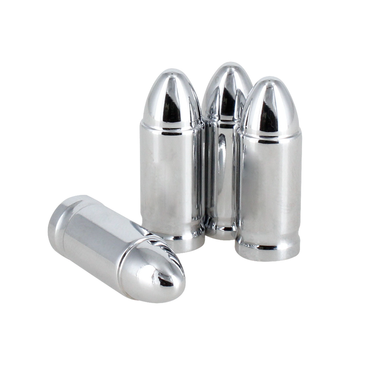 Juego 4 Tapones Cubre Pivote Valvula Metalicos Bala Chica
