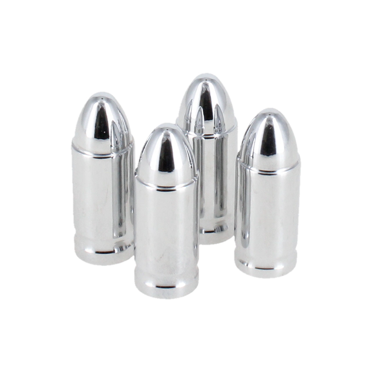 Juego 4 Tapones Cubre Pivote Valvula Metalicos Bala Chica