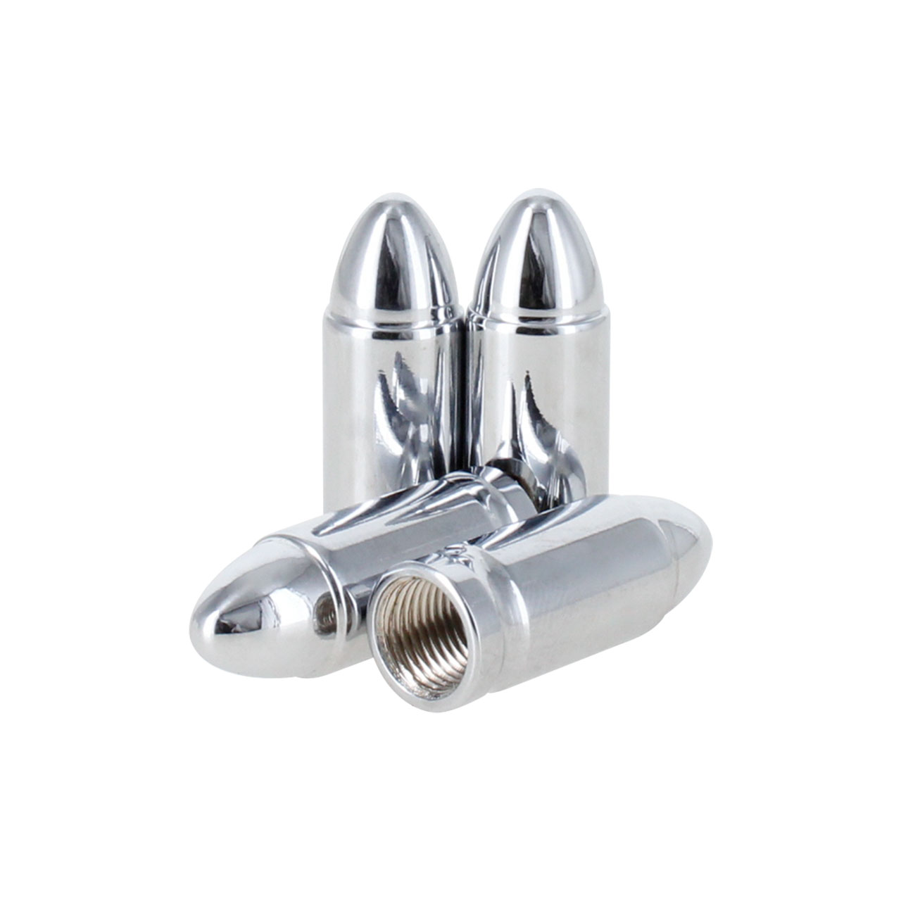 Juego 4 Tapones Cubre Pivote Valvula Metalicos Bala Chica